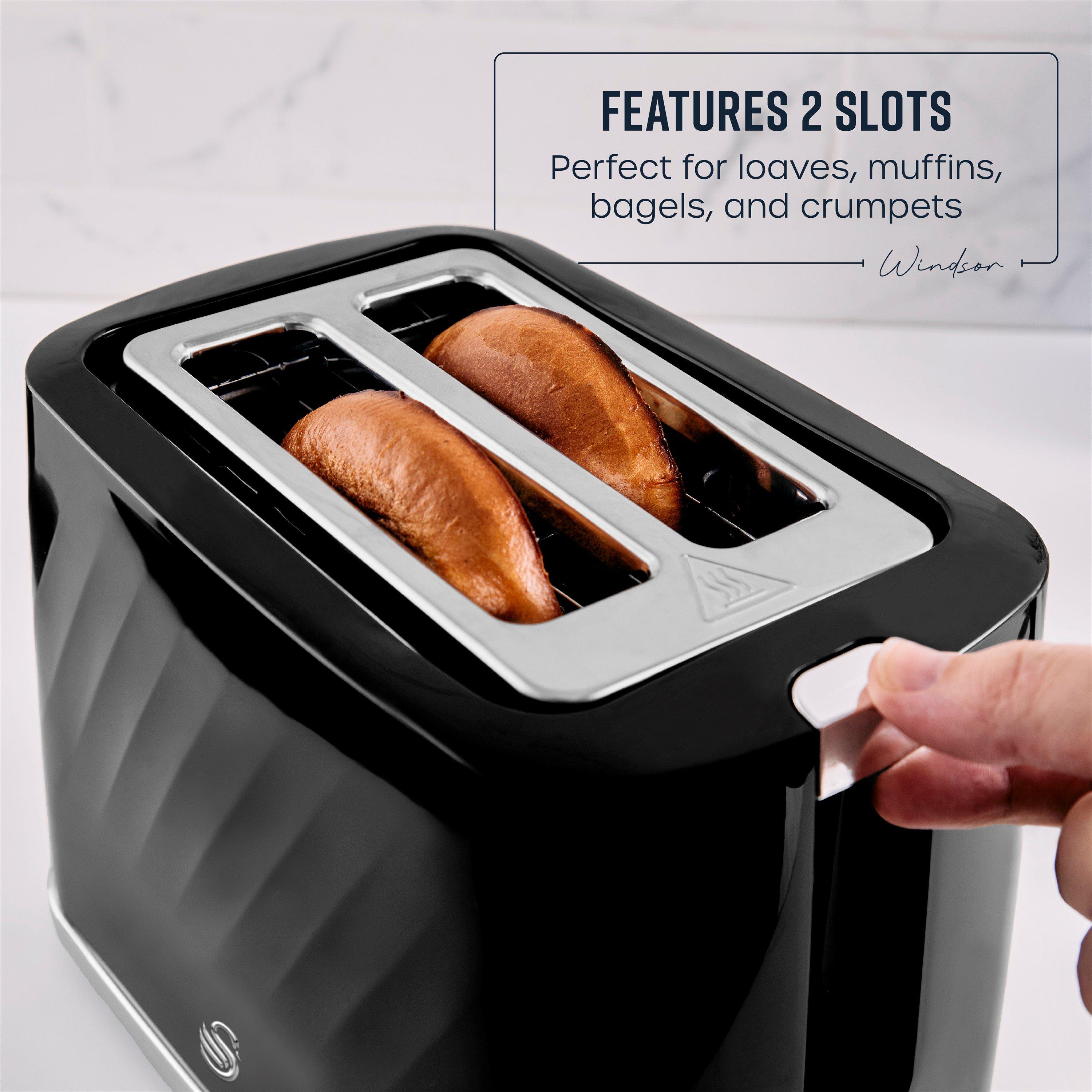 Black - Swan - Windsor 2 Slice Textured Toaster Black - 3