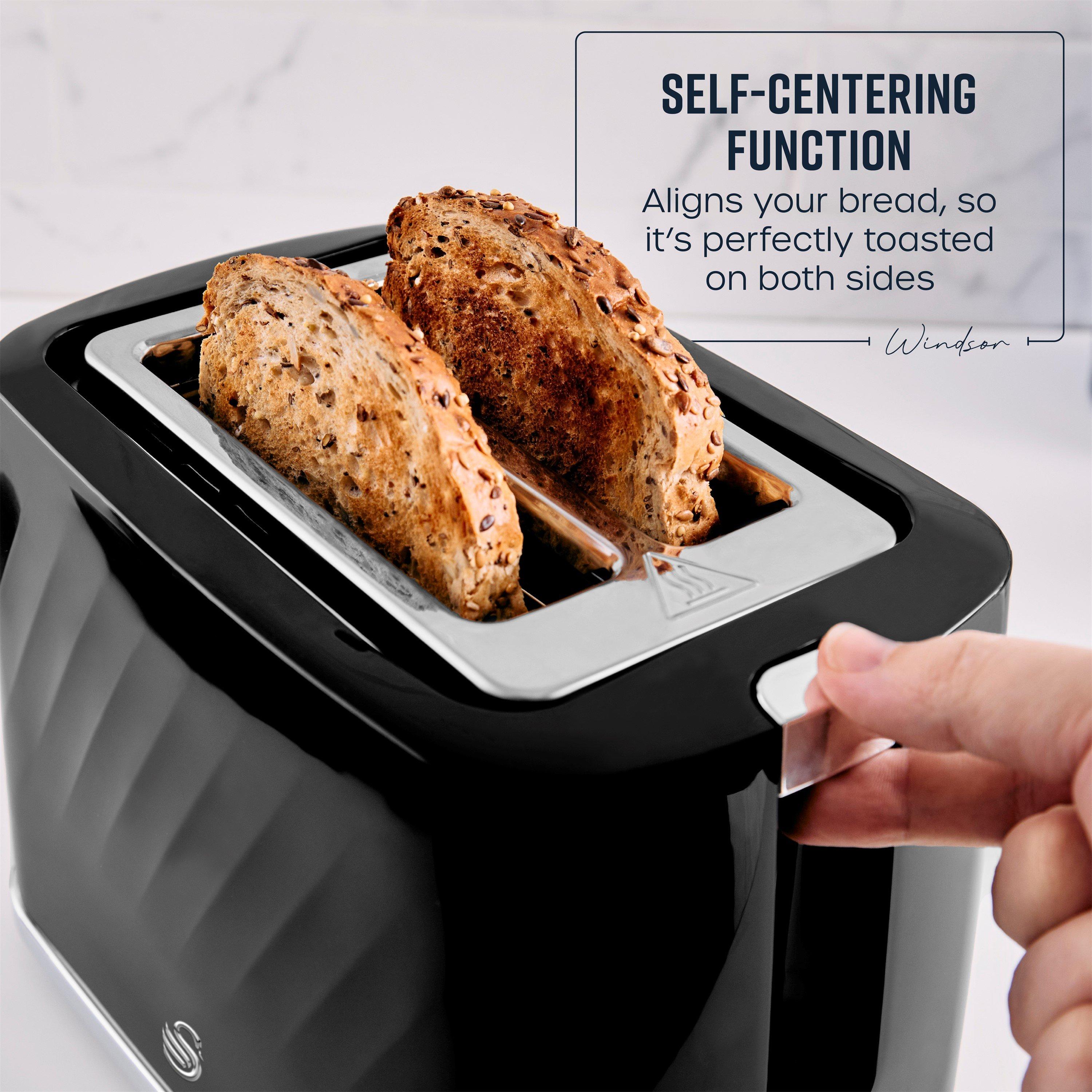 Black - Swan - Windsor 2 Slice Textured Toaster Black - 7