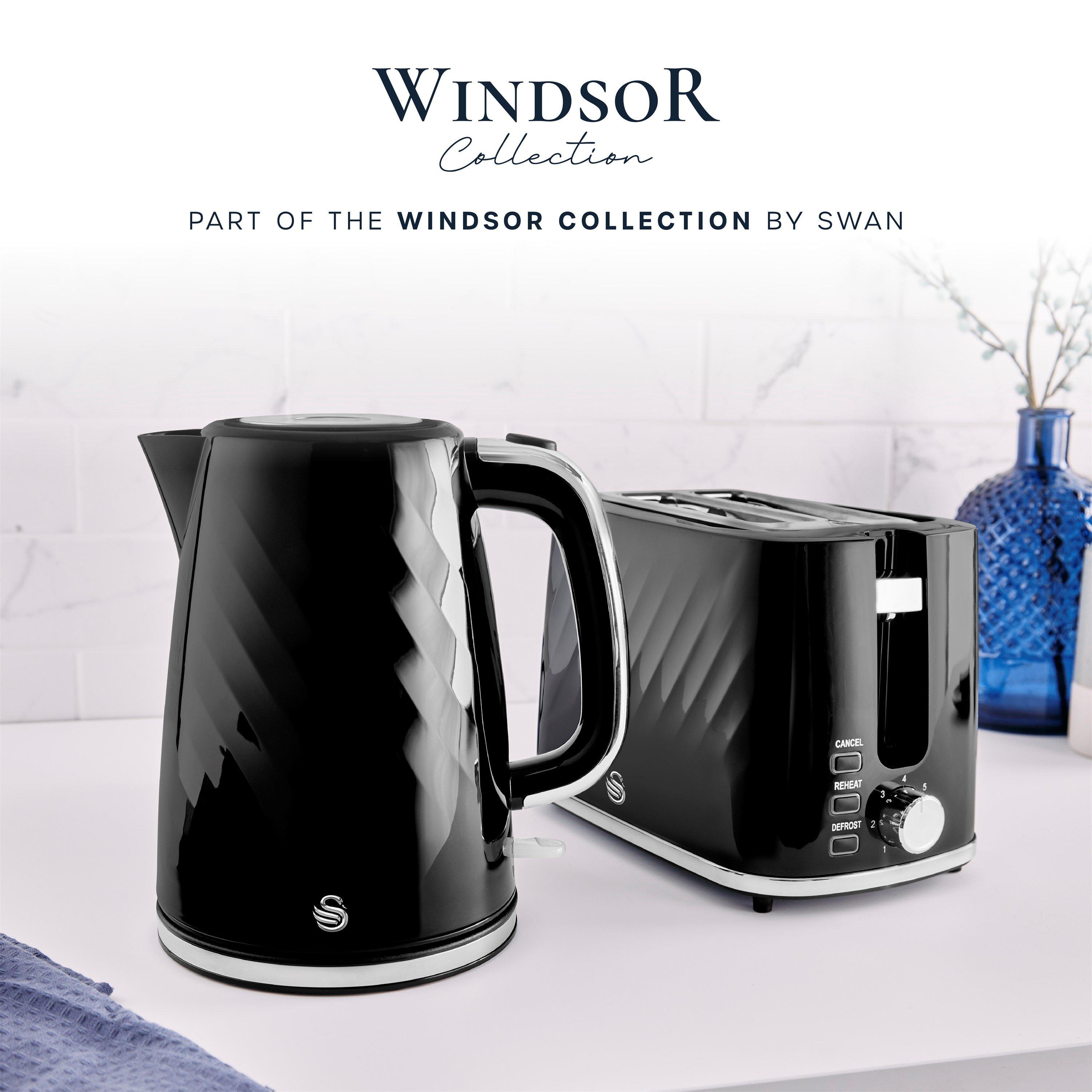 Black - Swan - Windsor 2 Slice Textured Toaster Black - 8