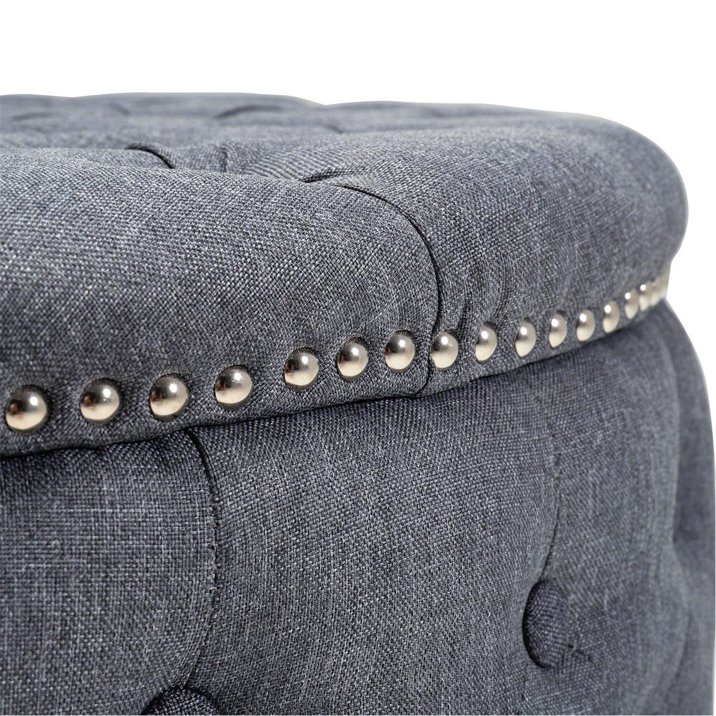 Black - Kabinet UK - Modern Round Tufted Storage Ottoman Black - 5