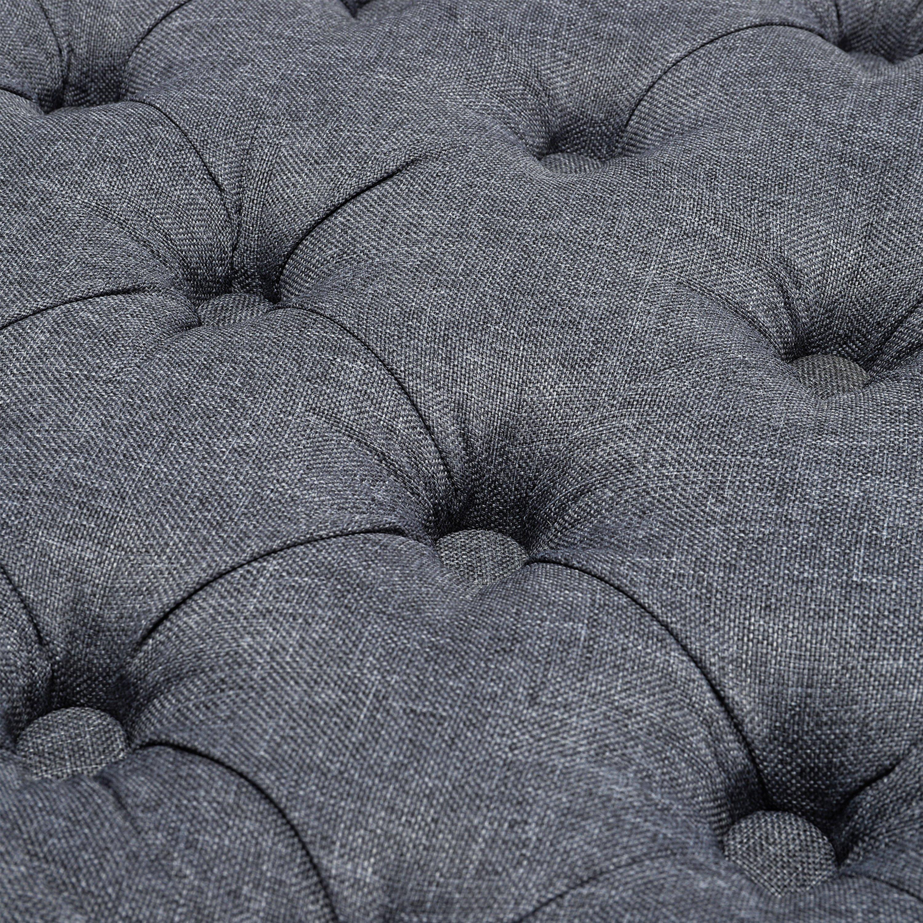 Black - Kabinet UK - Modern Round Tufted Storage Ottoman Black - 7