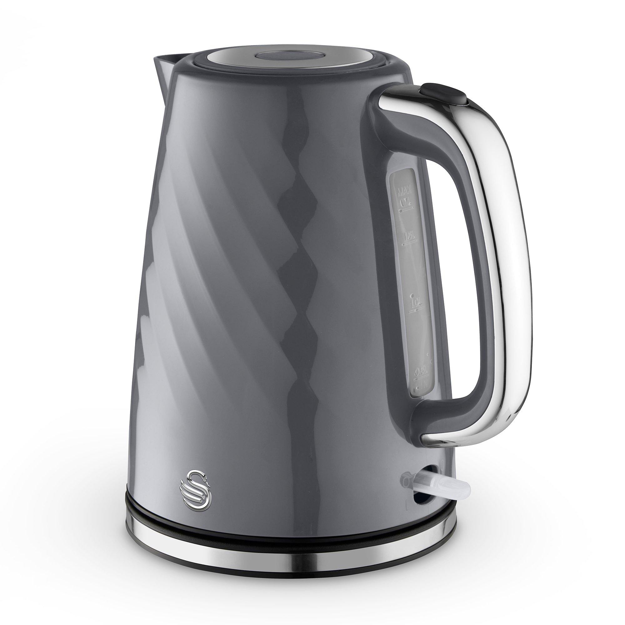 Grey - Swan - Windsor 1.7L Textured Kettle Grey with Silver Hand - 1