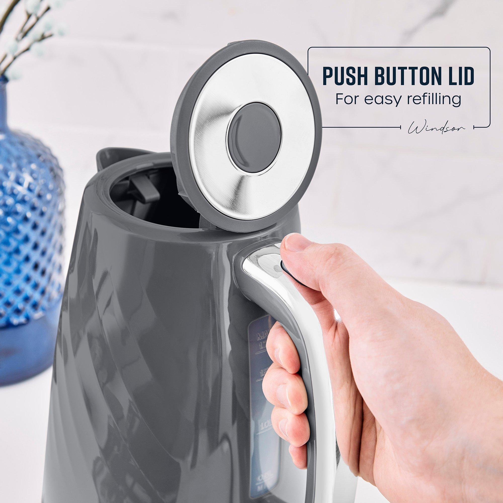 Grey - Swan - Windsor 1.7L Textured Kettle Grey with Silver Hand - 7
