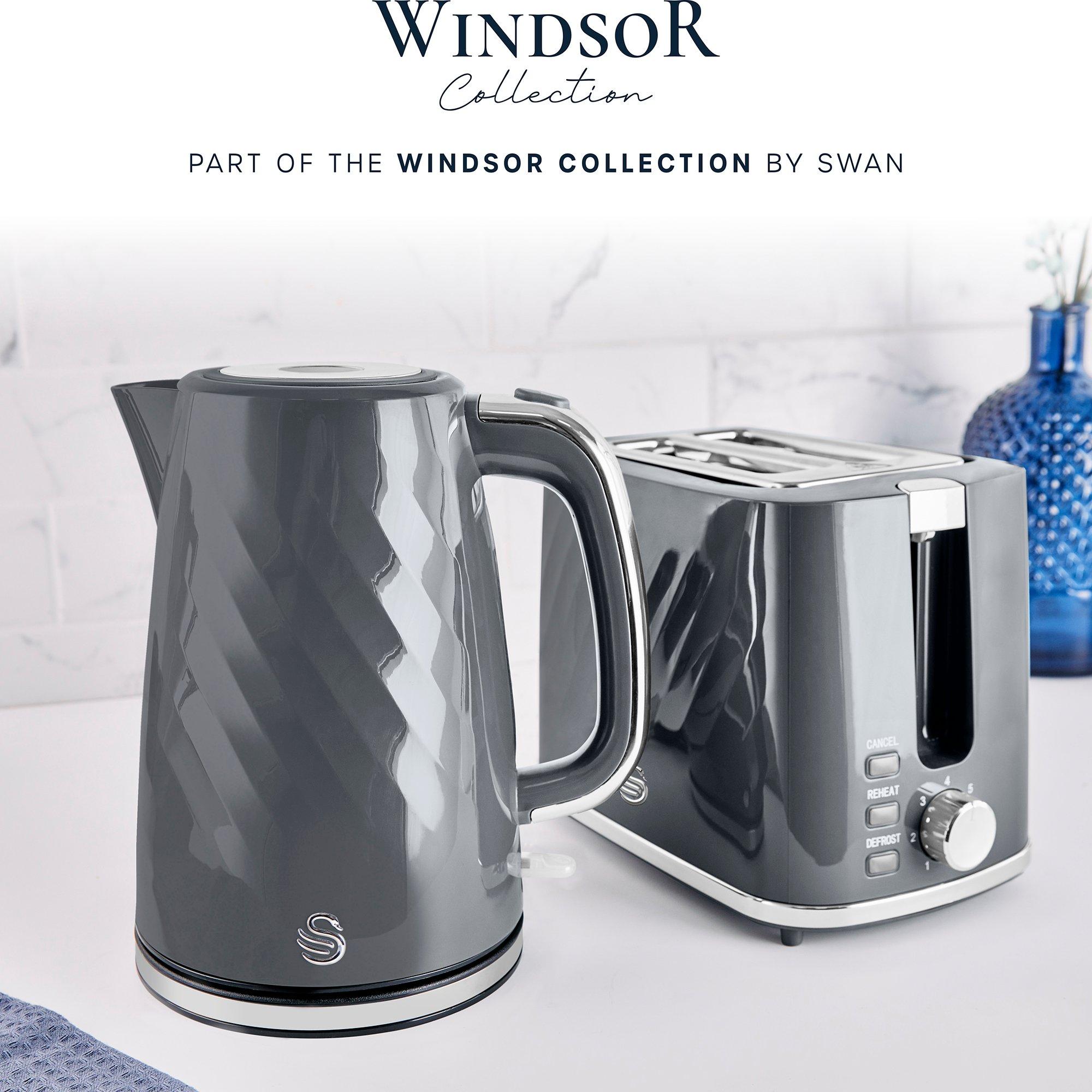 Grey - Swan - Windsor 1.7L Textured Kettle Grey with Silver Hand - 8