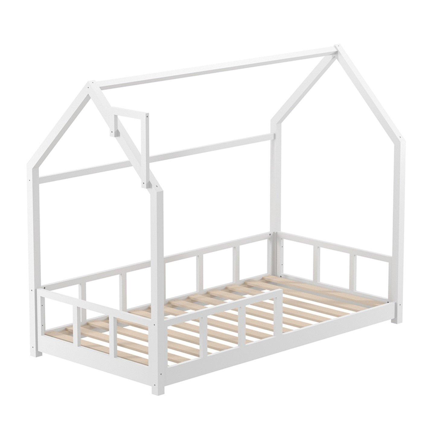 White - KIDKID - Bed with House Frame Pine Wood for Kid - 7