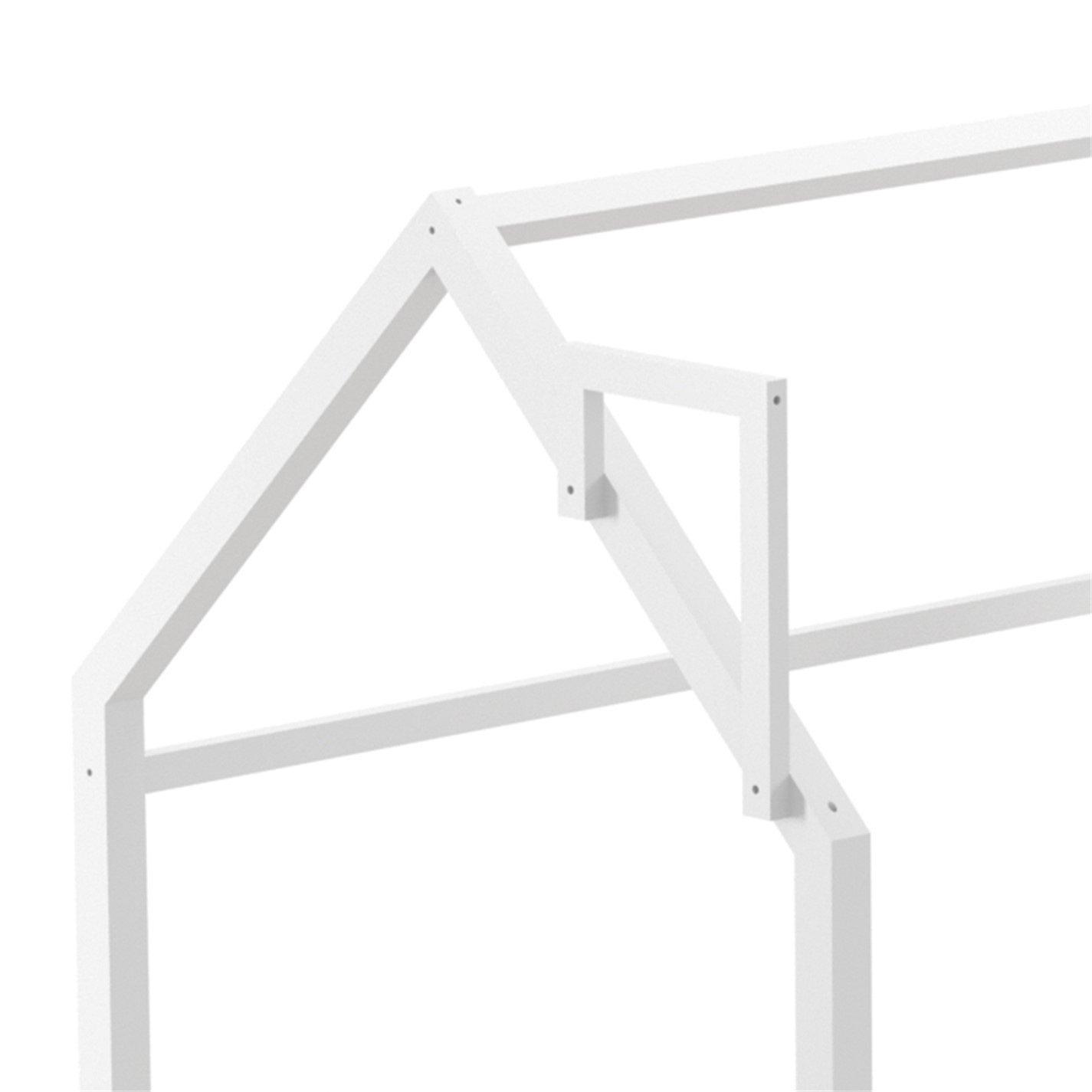 White - KIDKID - Bed with House Frame Pine Wood for Kid - 8