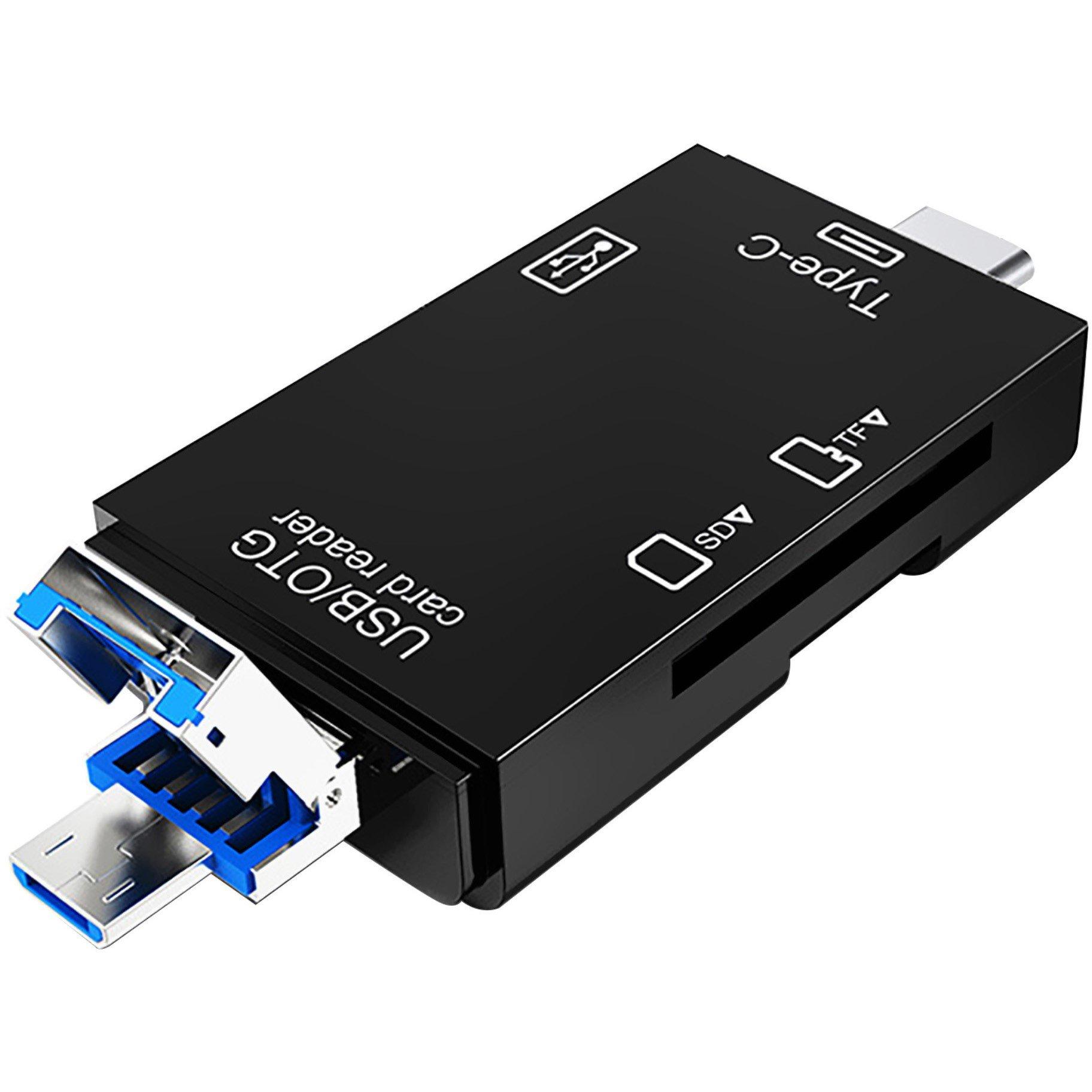 Black - Vakoss - Vakoss 6-In-1 USB Type C SD Micro Card Reader - 2