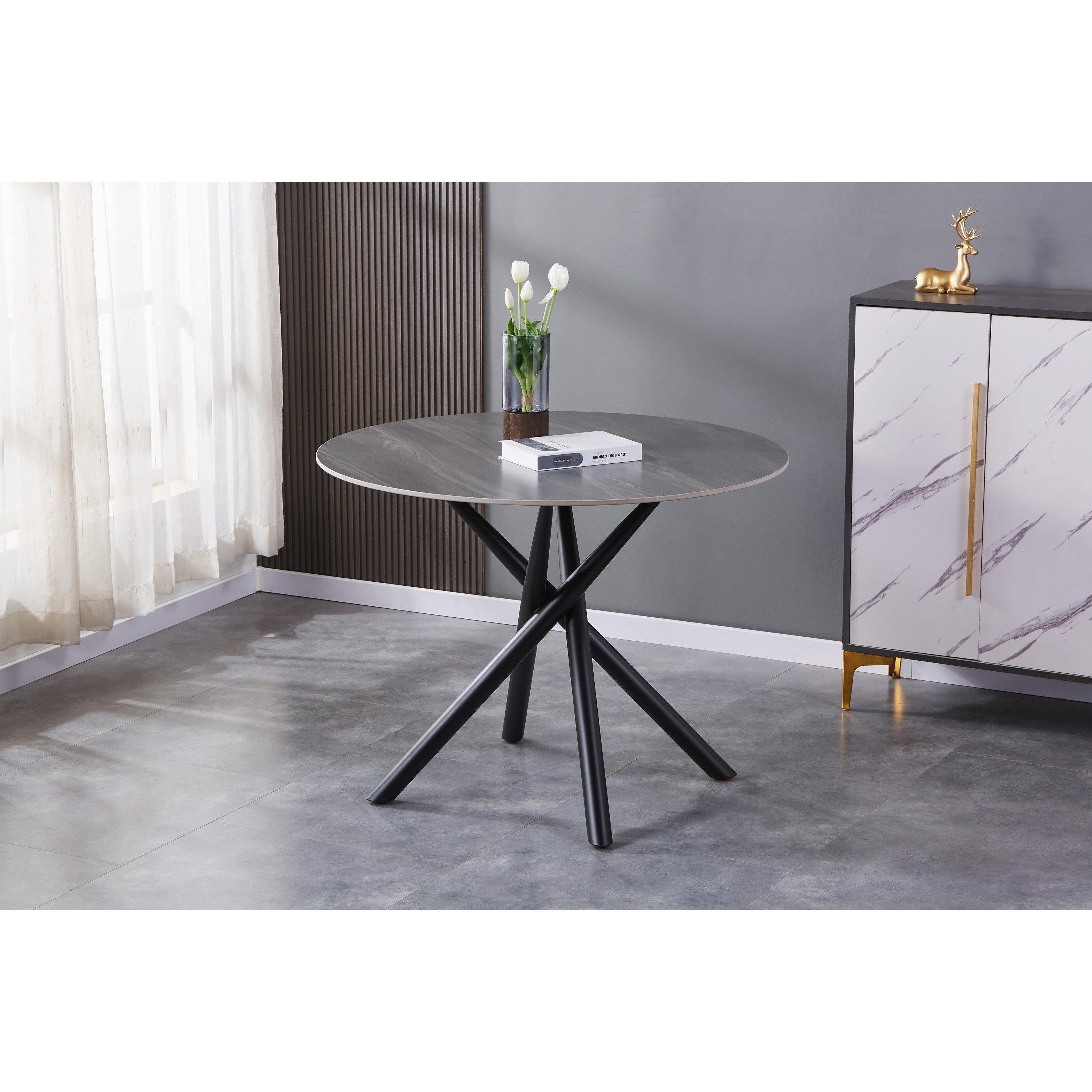 Grey - Shankar - Richmond Round Grey Dining Table - 1