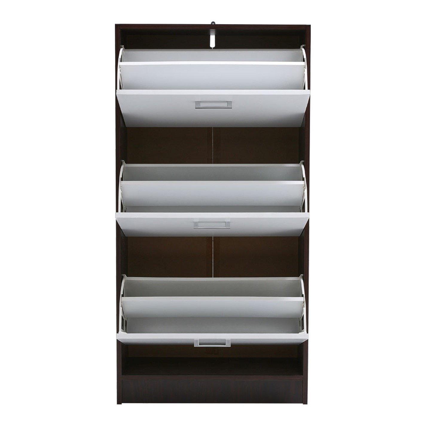 White - Kabinet UK - 3 Layer  Wooden Shoe Rack Drawer Black and White - 4