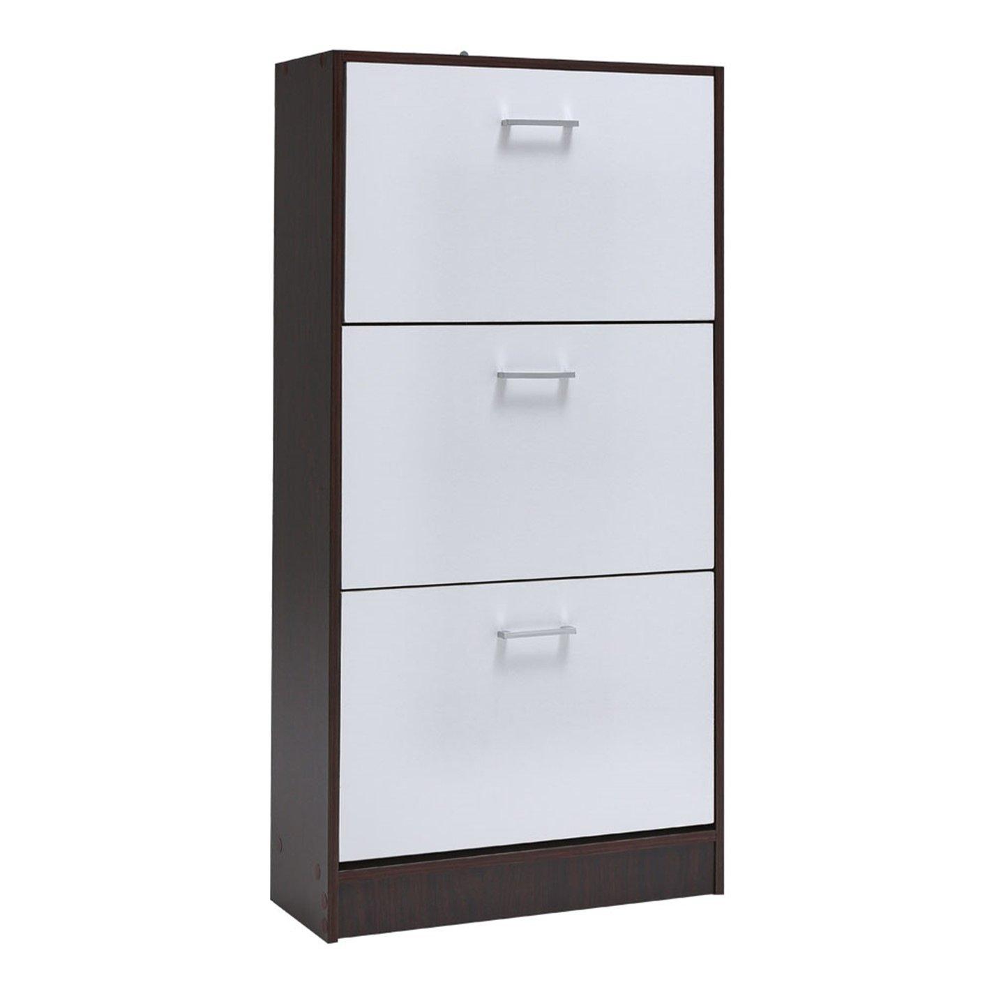 White - Kabinet UK - 3 Layer  Wooden Shoe Rack Drawer Black and White - 5