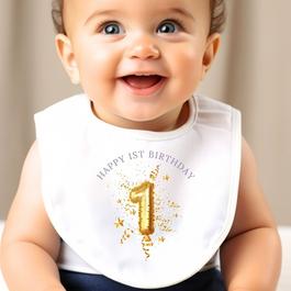 Aye Do 1st Birthday Gold Balloon Baby Bib 3587-BBYbib