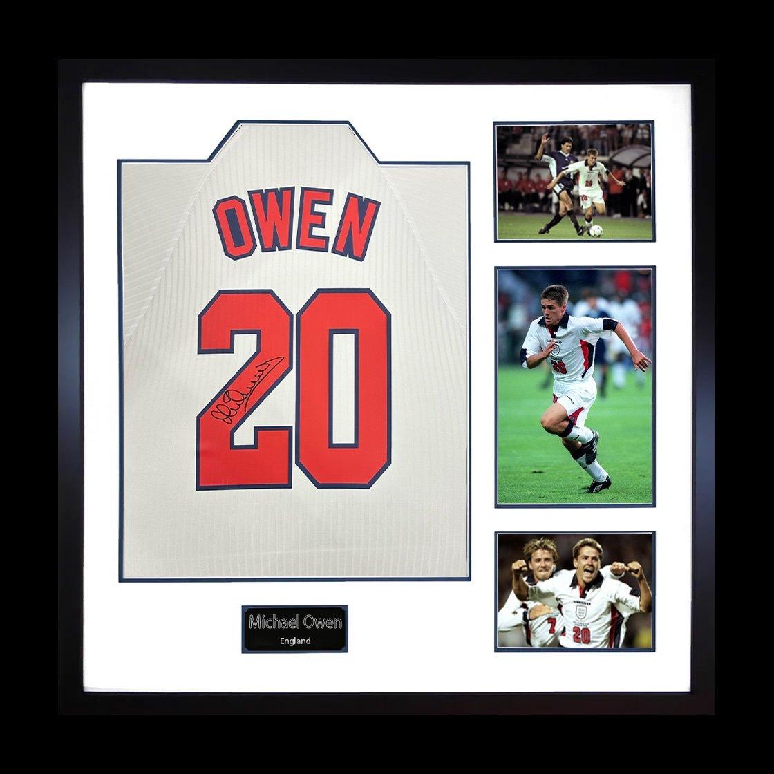 White - The Fan Cave - Michael Owen Signed England 98 Shirt Elite Frame - 1