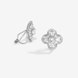 Jon Richard Rhodium Plated Clover Clip Earrings