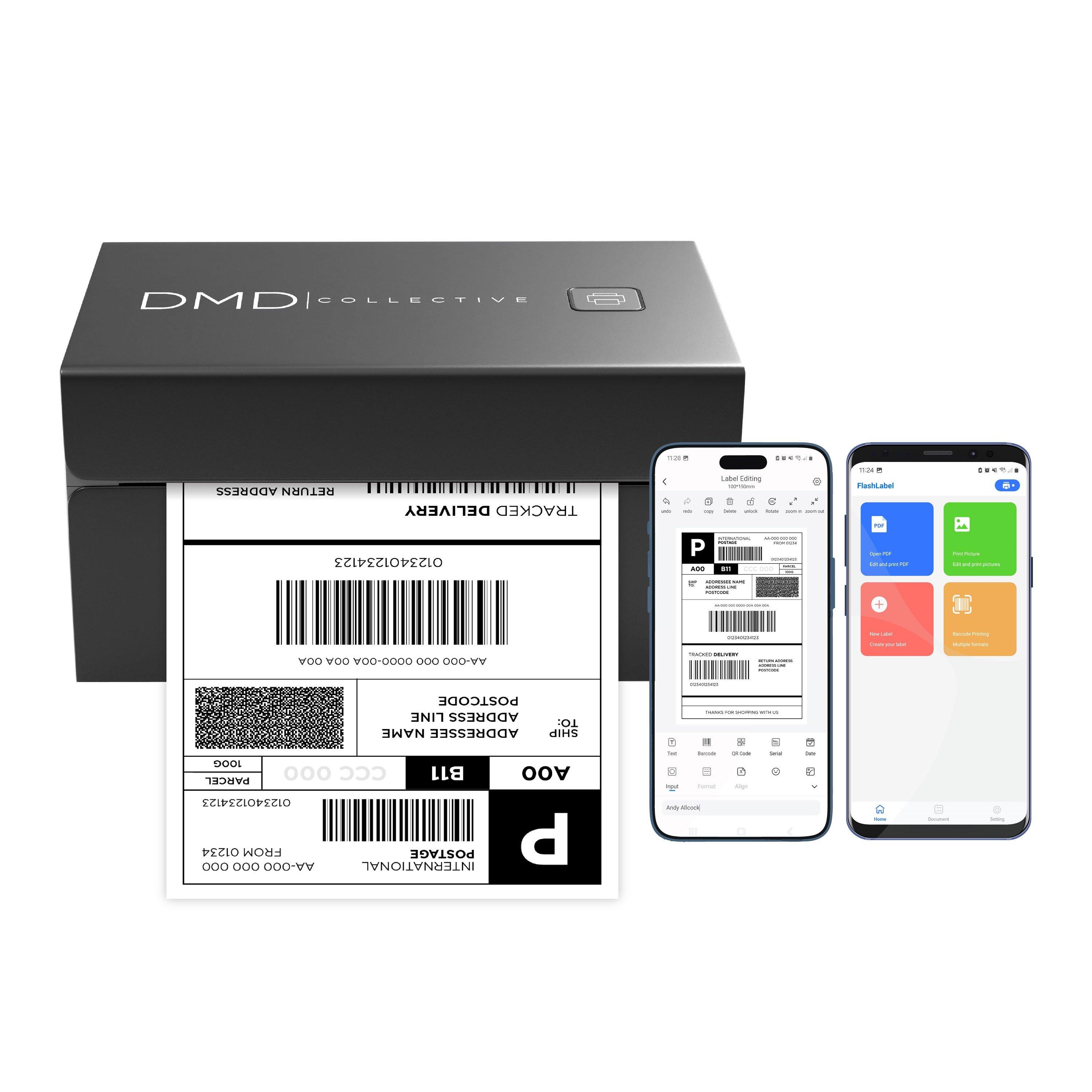 DMD Collective 4¿6 Bluetooth Thermal Label Printer - Black