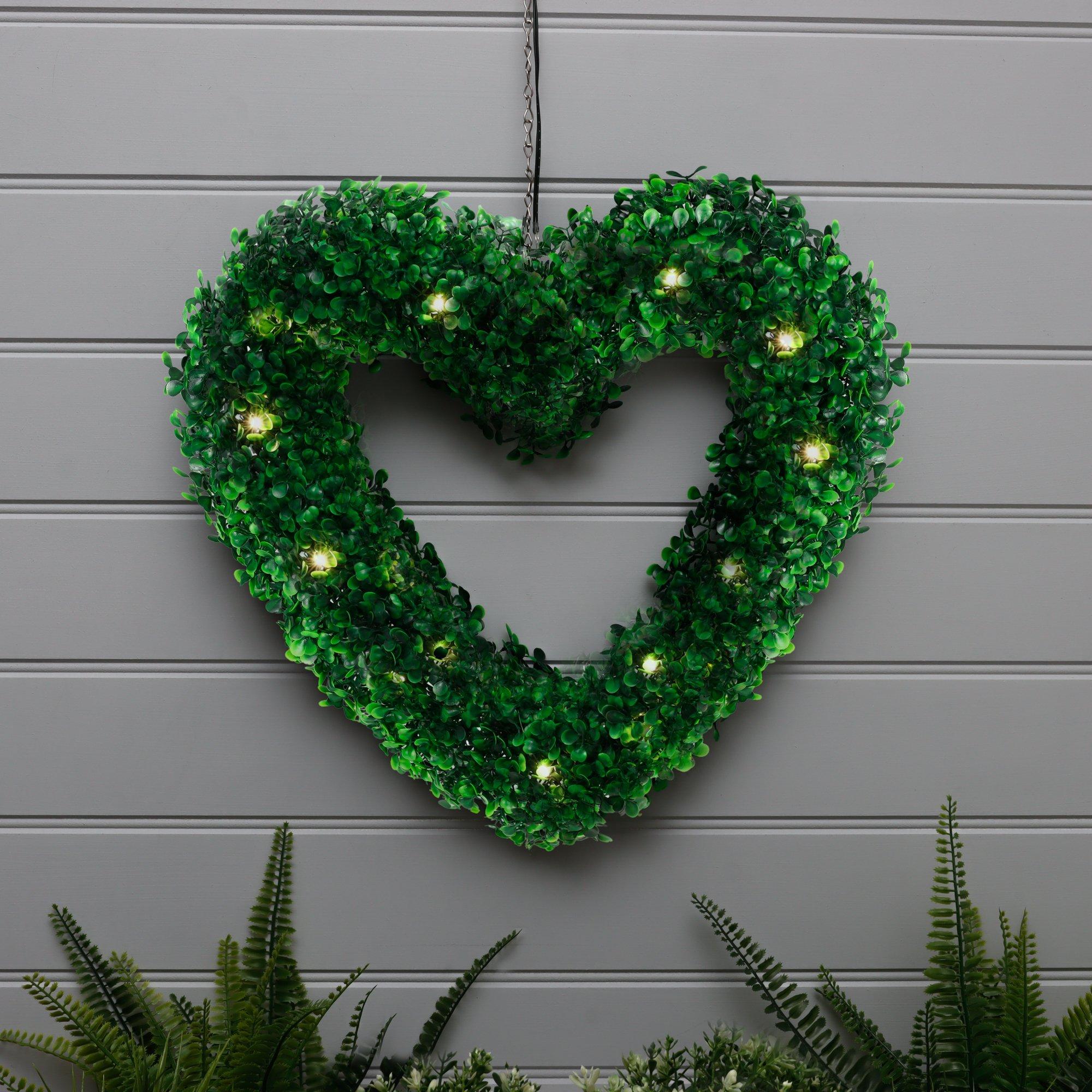 Green - Streetwize - Solar  Hanging Topiary Heart Light - 1