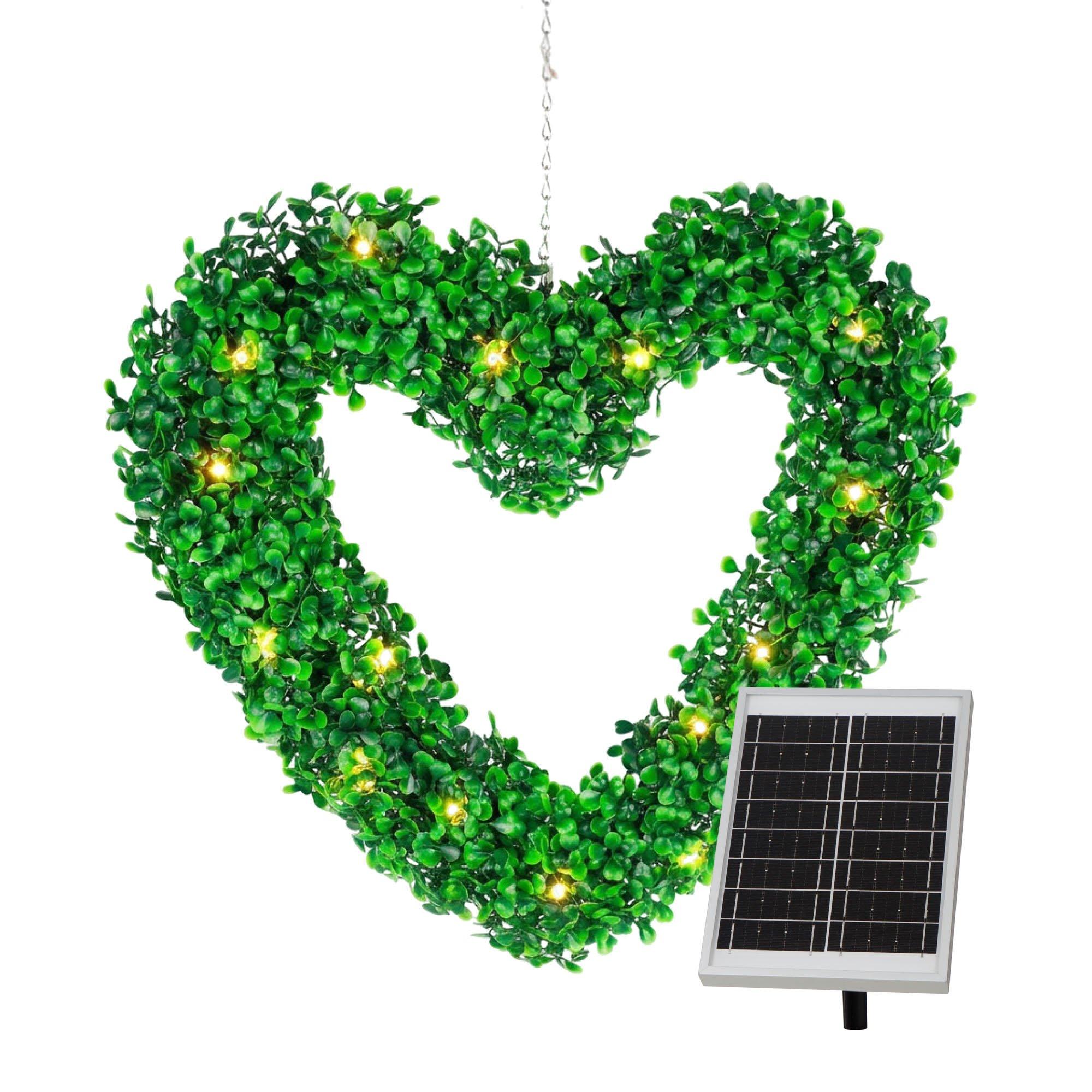 Green - Streetwize - Solar Hanging Topiary Heart Light - 1