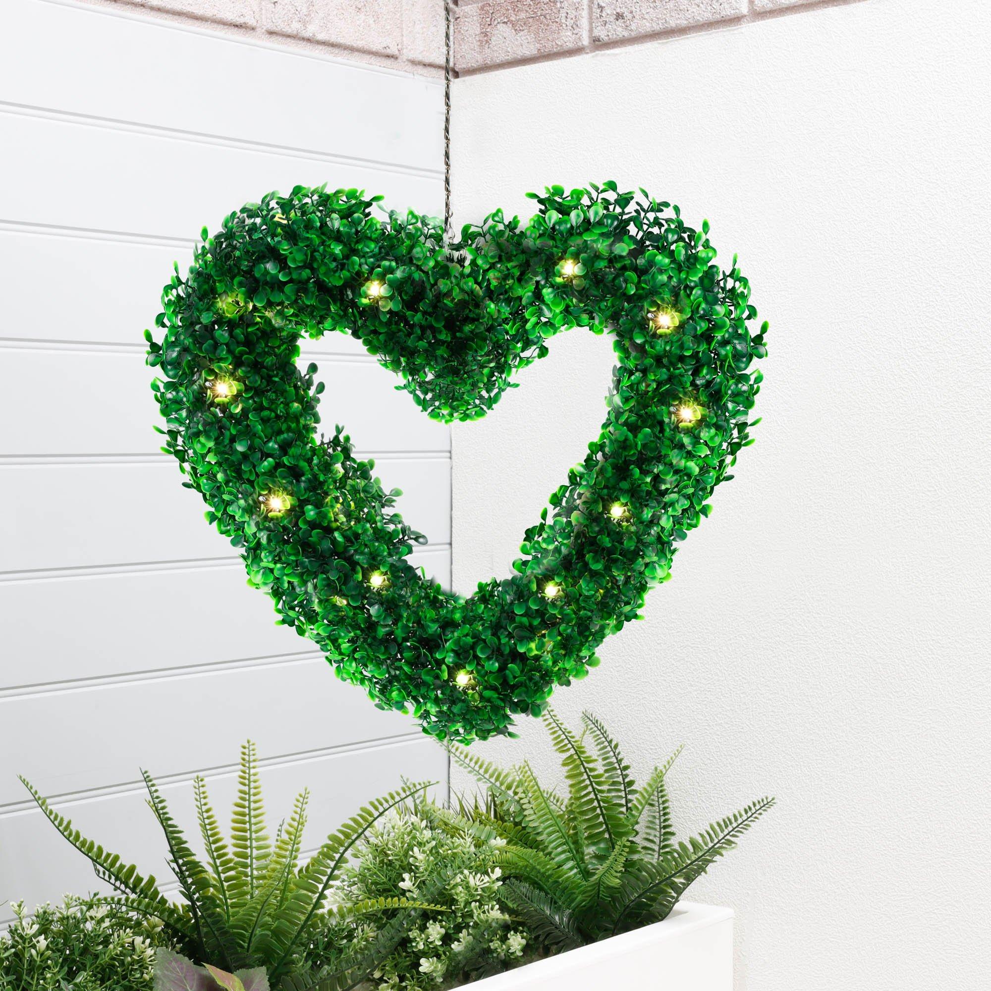 Green - Streetwize - Solar  Hanging Topiary Heart Light - 4