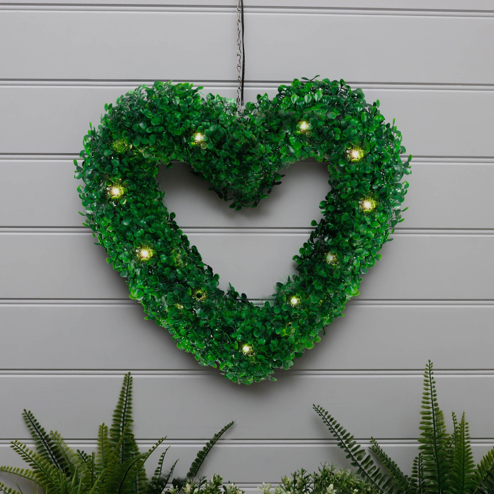 Green - Streetwize - Solar  Hanging Topiary Heart Light - 5