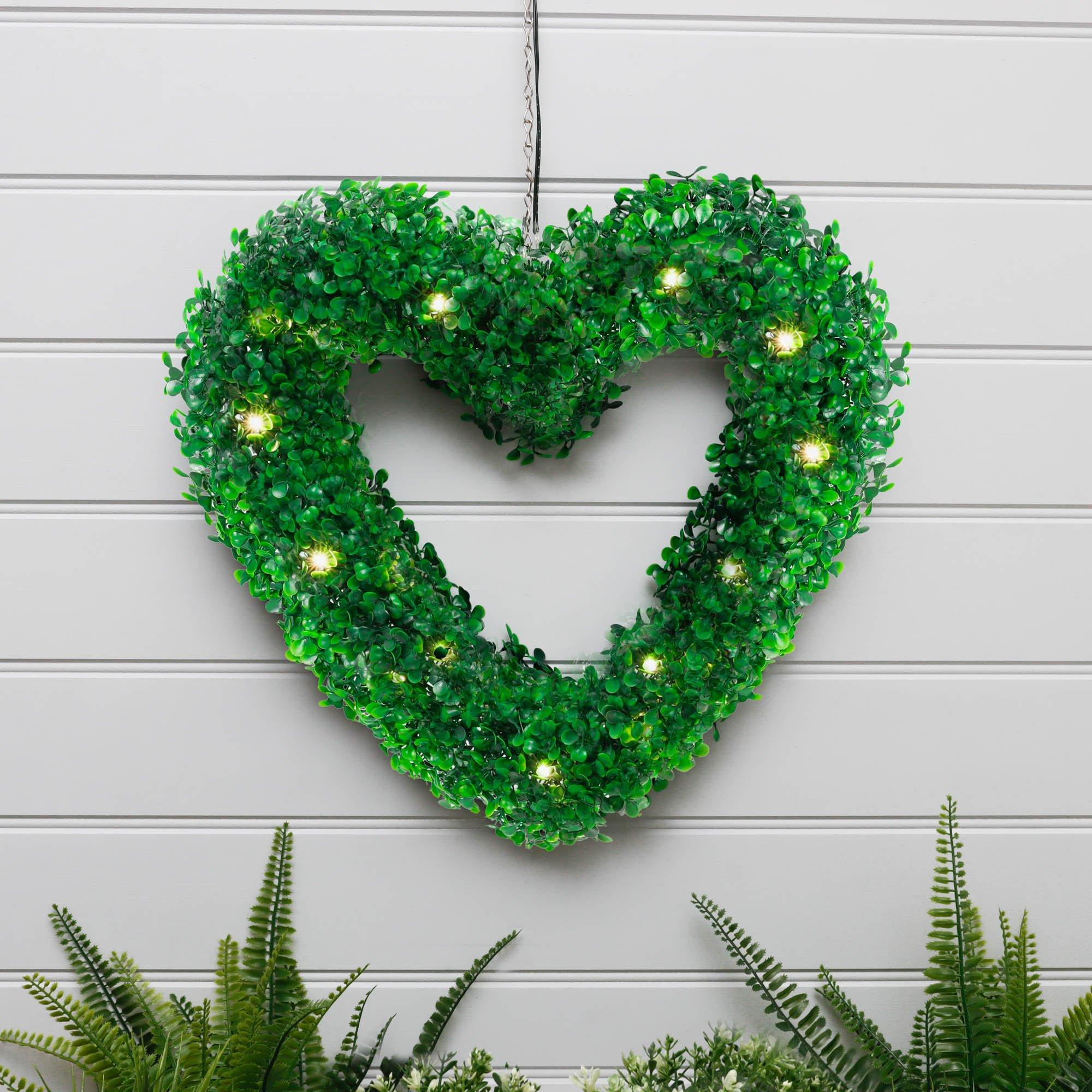 Green - Streetwize - Solar  Hanging Topiary Heart Light - 6