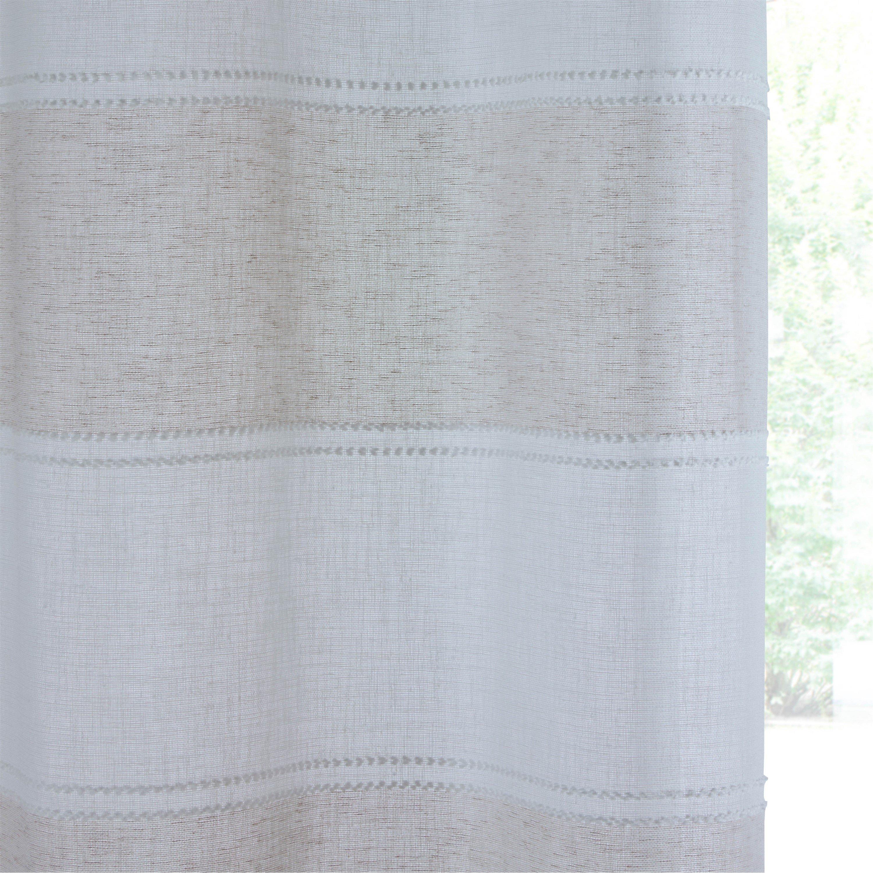 Natural - Tyrone Textiles - Santorini Striped Eyelet Voile Panel - 3