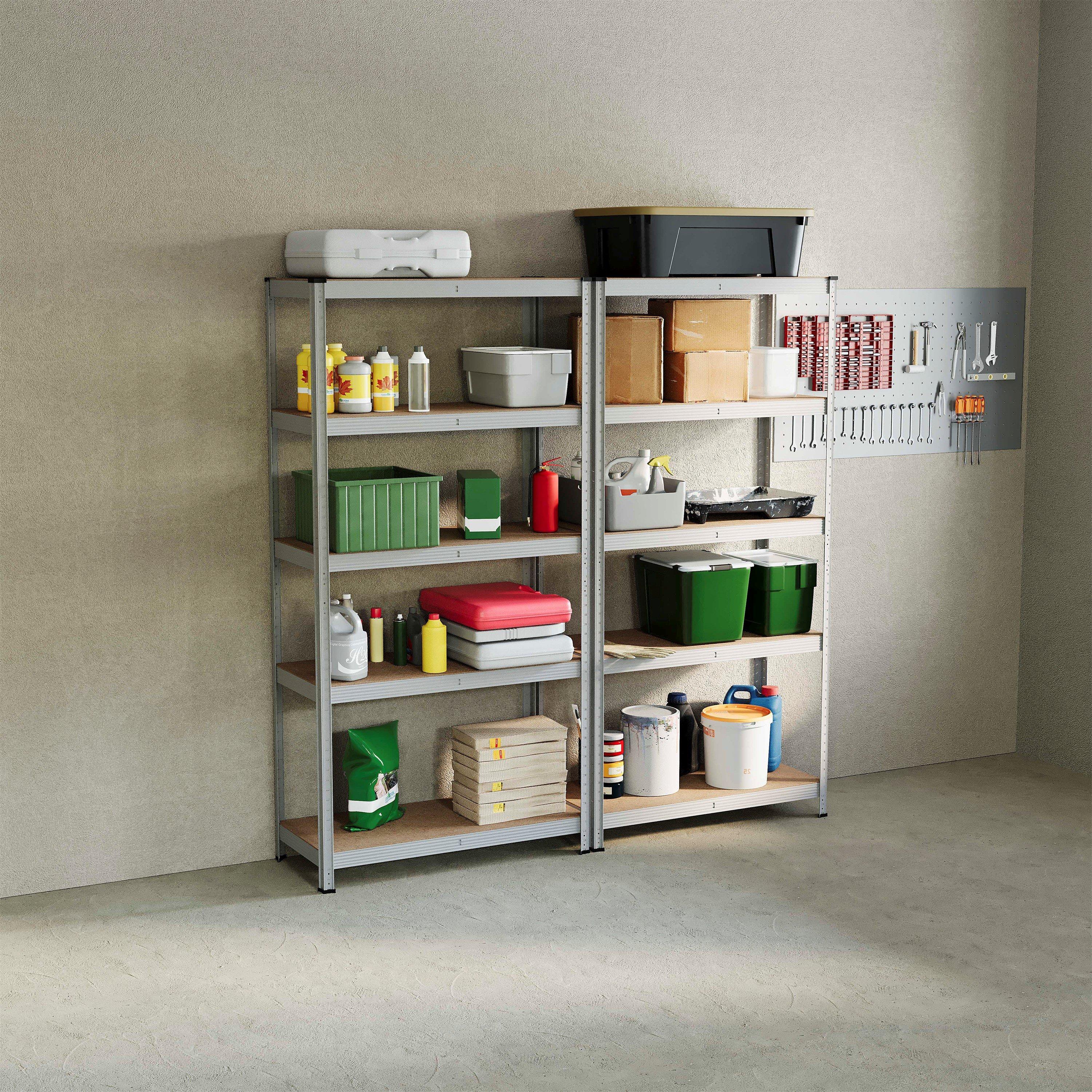Galvanised - Lassic - 5 Tier Heavy Duty Steel Garage Shelving - 2 Bay - 1