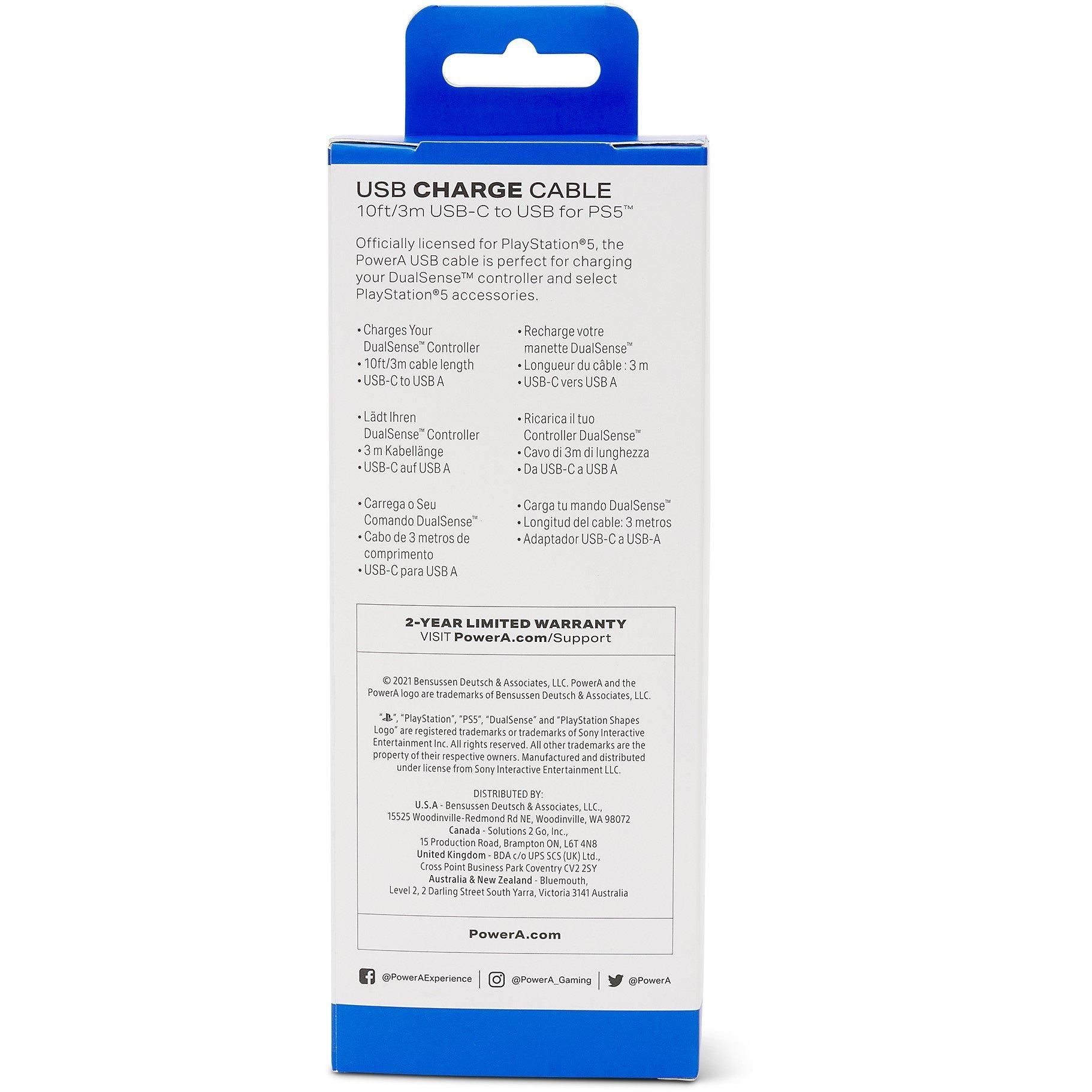 Black - PowerA - USB-C Cable for PlayStation 5 - 5