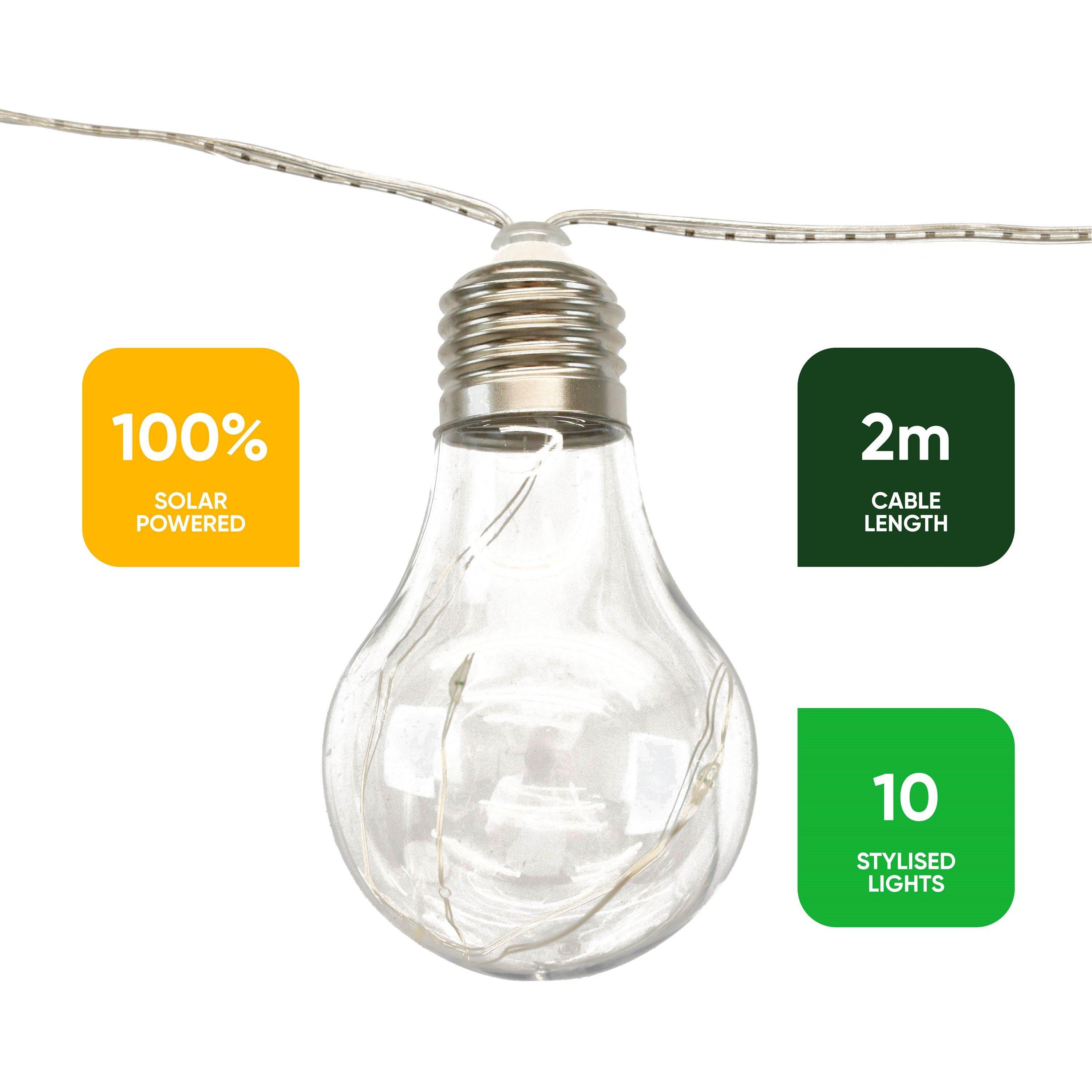White - Streetwize - 2m Solar Micro LED Bulb String Lights (10 Piece) - 2