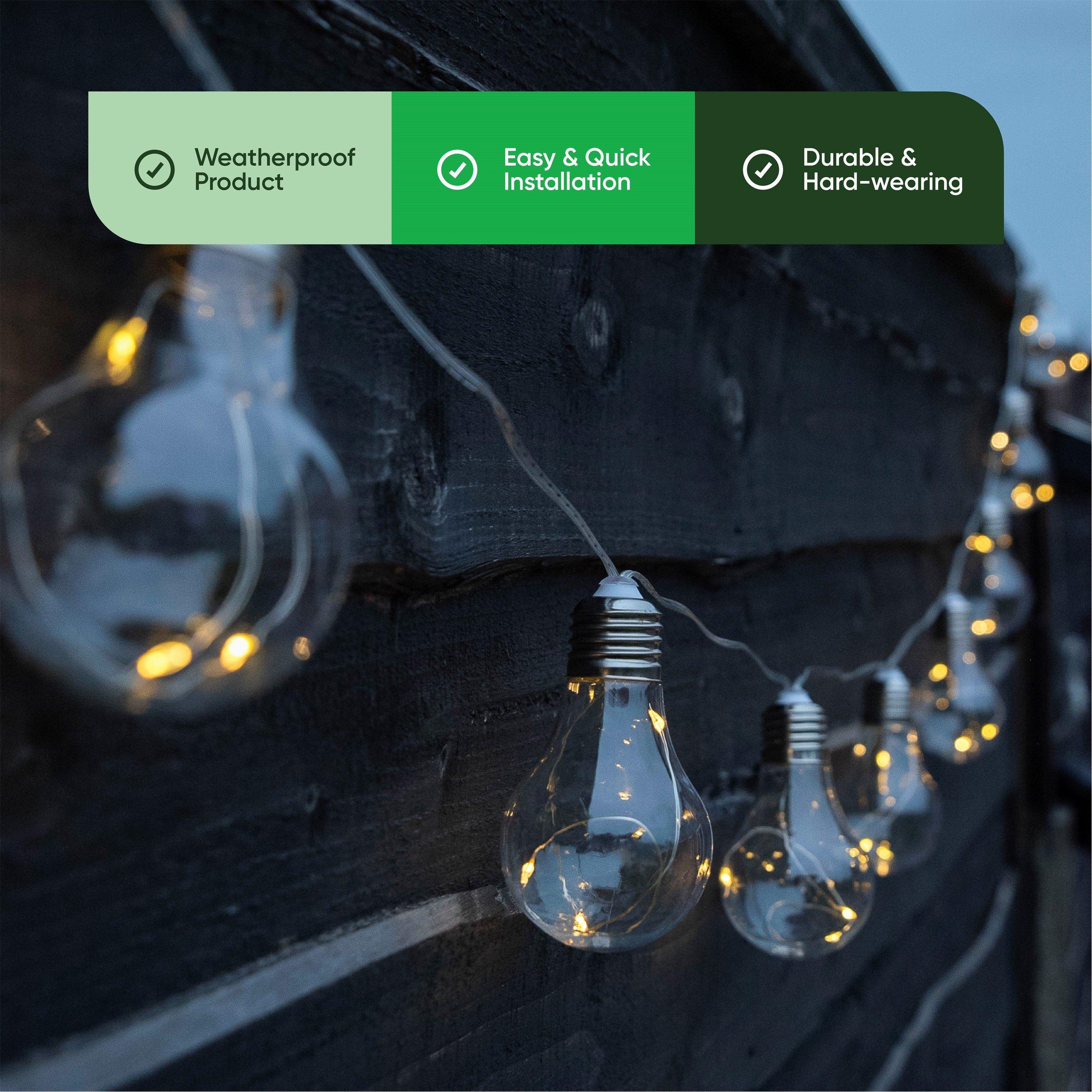 White - Streetwize - 2m Solar Micro LED Bulb String Lights (10 Piece) - 6