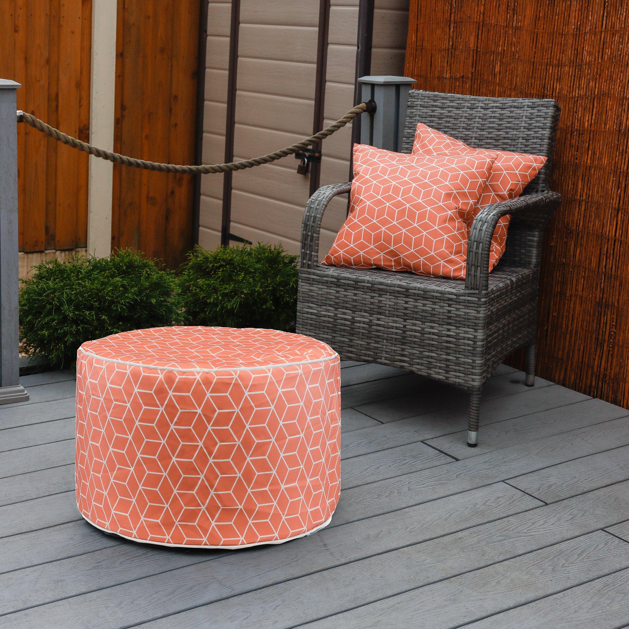 Terracotta - Streetwize - Outdoor Cube Terracotta Pouf Ottoman - 4