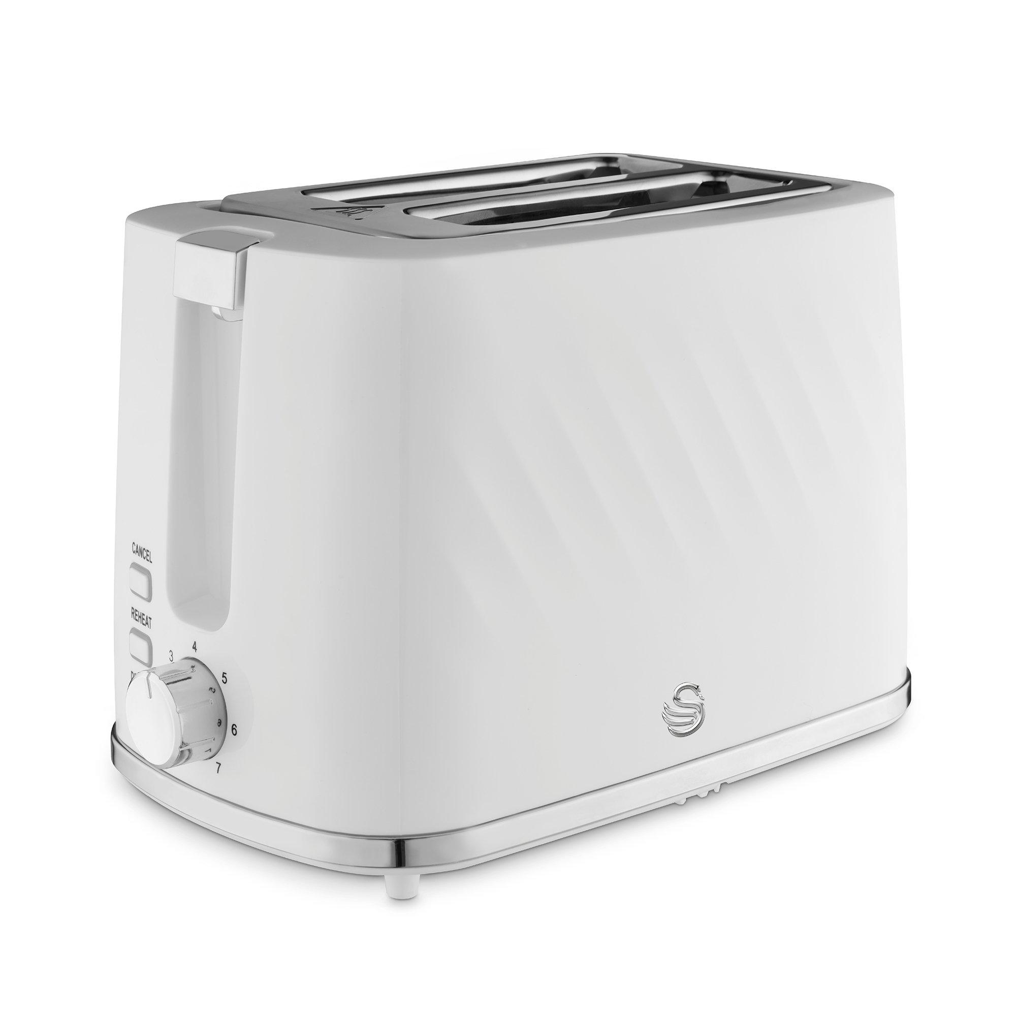 White - Swan - Windsor 2 Slice Textured Toaster White - 1