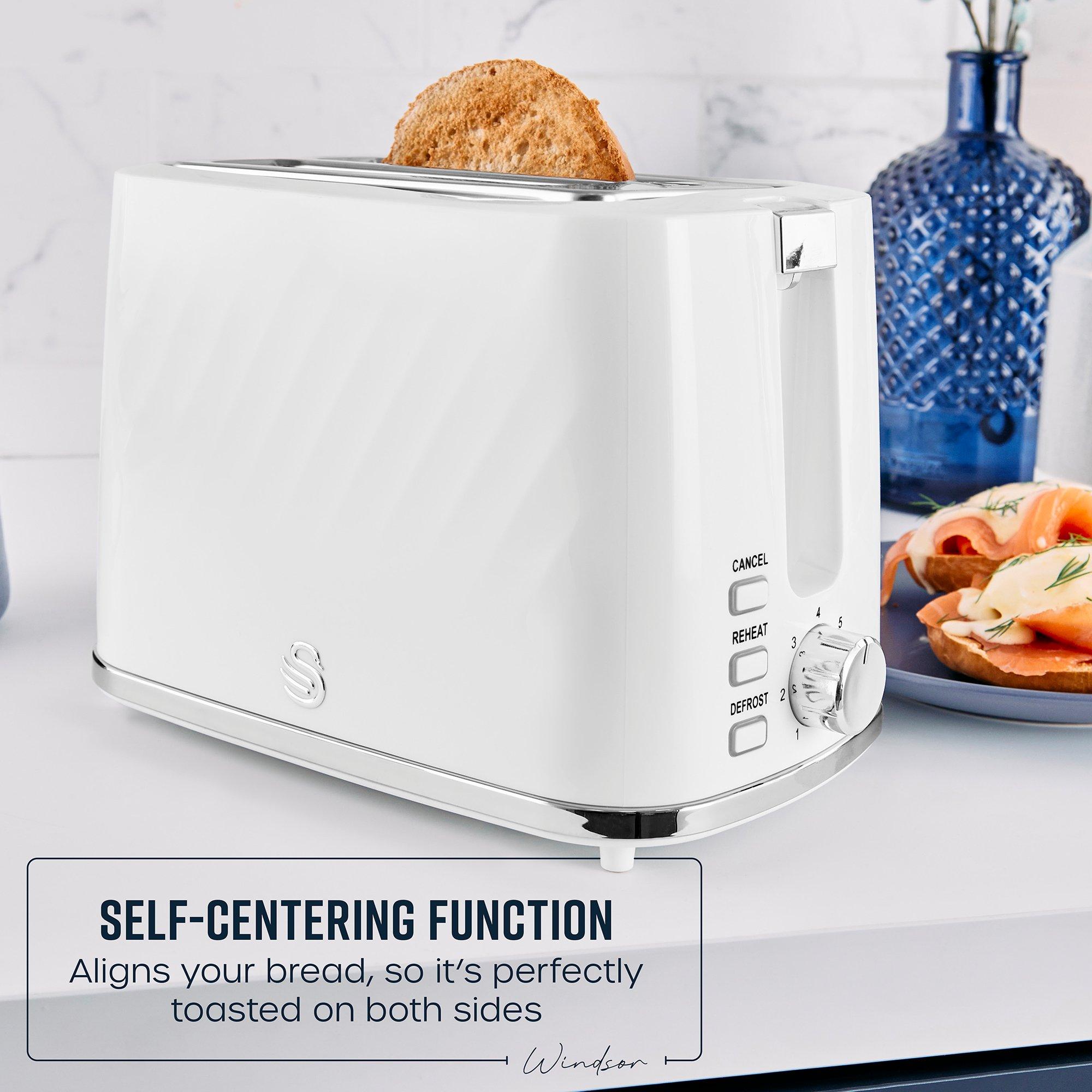 White - Swan - Windsor 2 Slice Textured Toaster White - 7