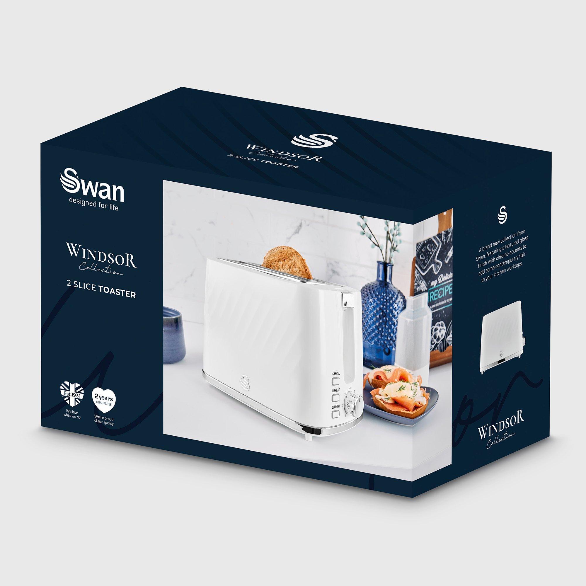 White - Swan - Windsor 2 Slice Textured Toaster White - 10