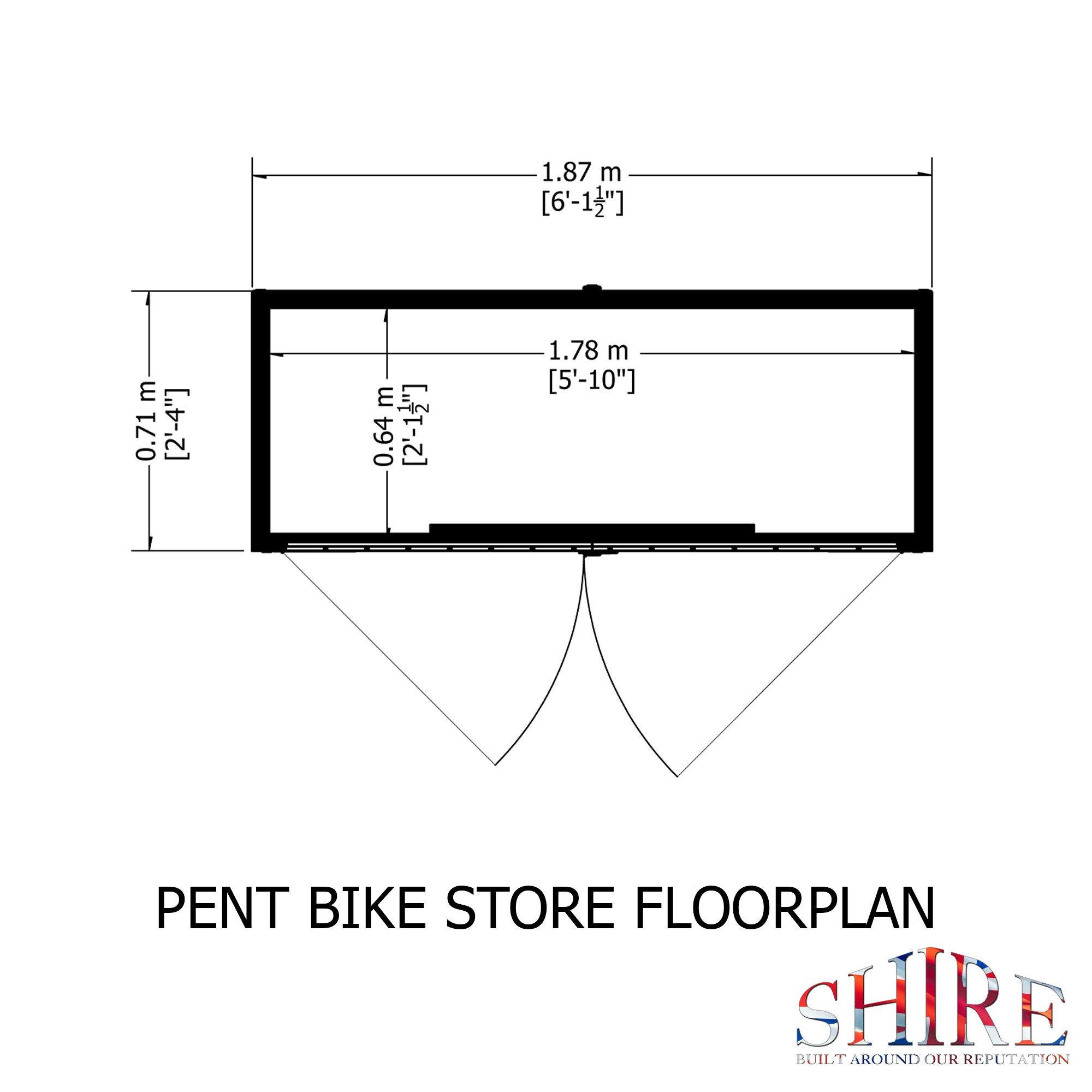 Wood - Shire - Pent Shiplap Bike Store No Floor - 3