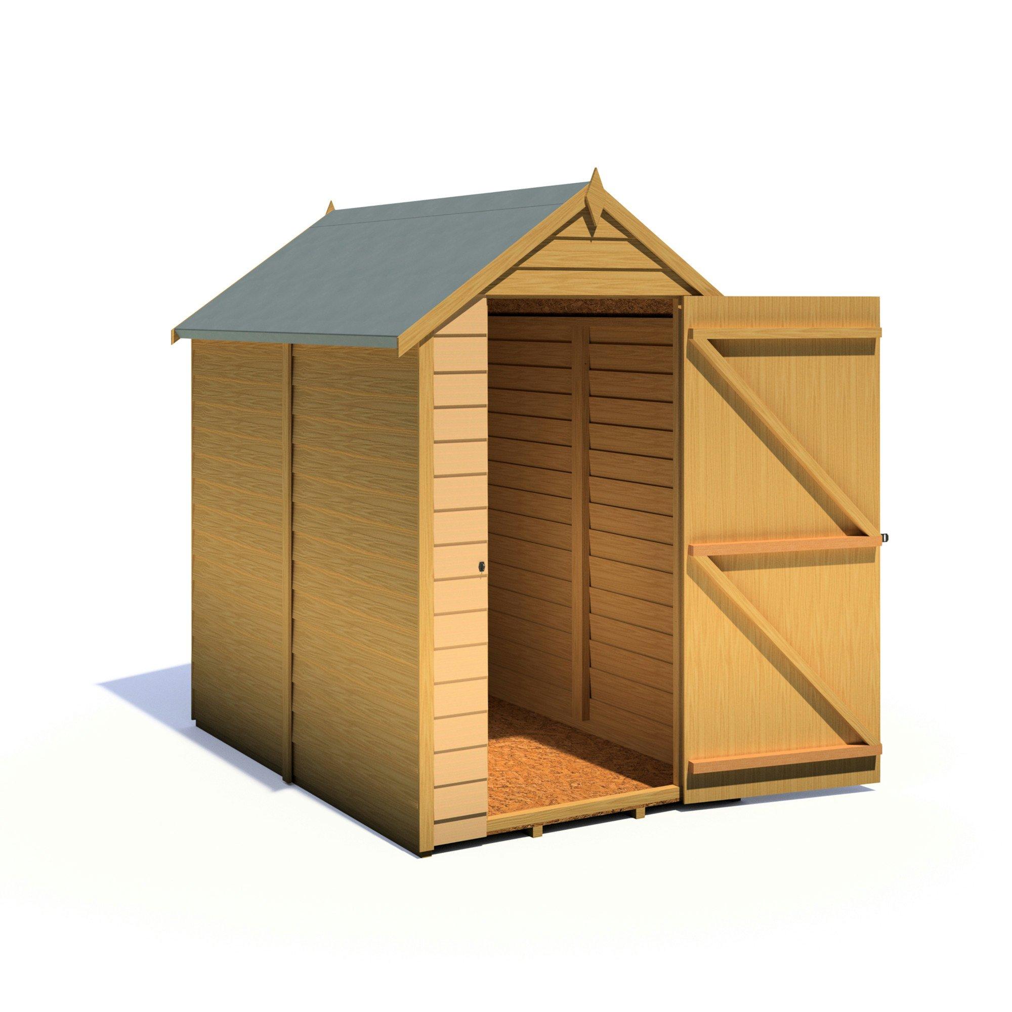 Wood - Shire - Overlap Apex 6x4 Single Door Value No Windows - 6