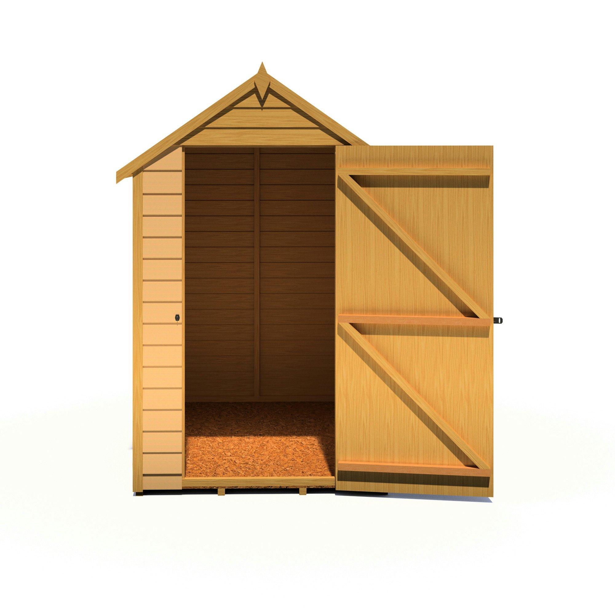 Wood - Shire - Overlap Apex 6x4 Single Door Value No Windows - 7