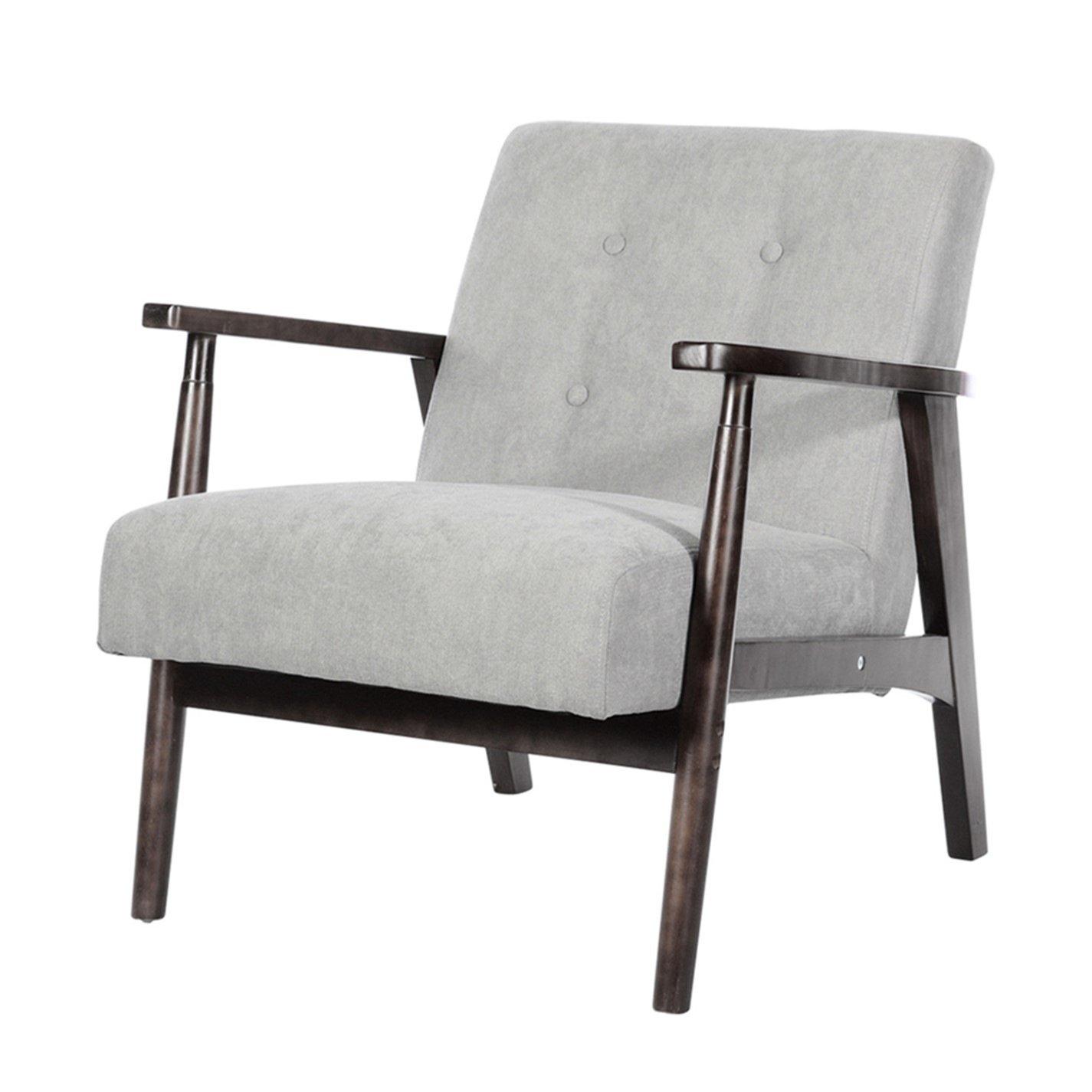 Grey - Kabinet UK - Lien Upholstered Wooden Frame Armchair Grey - 3