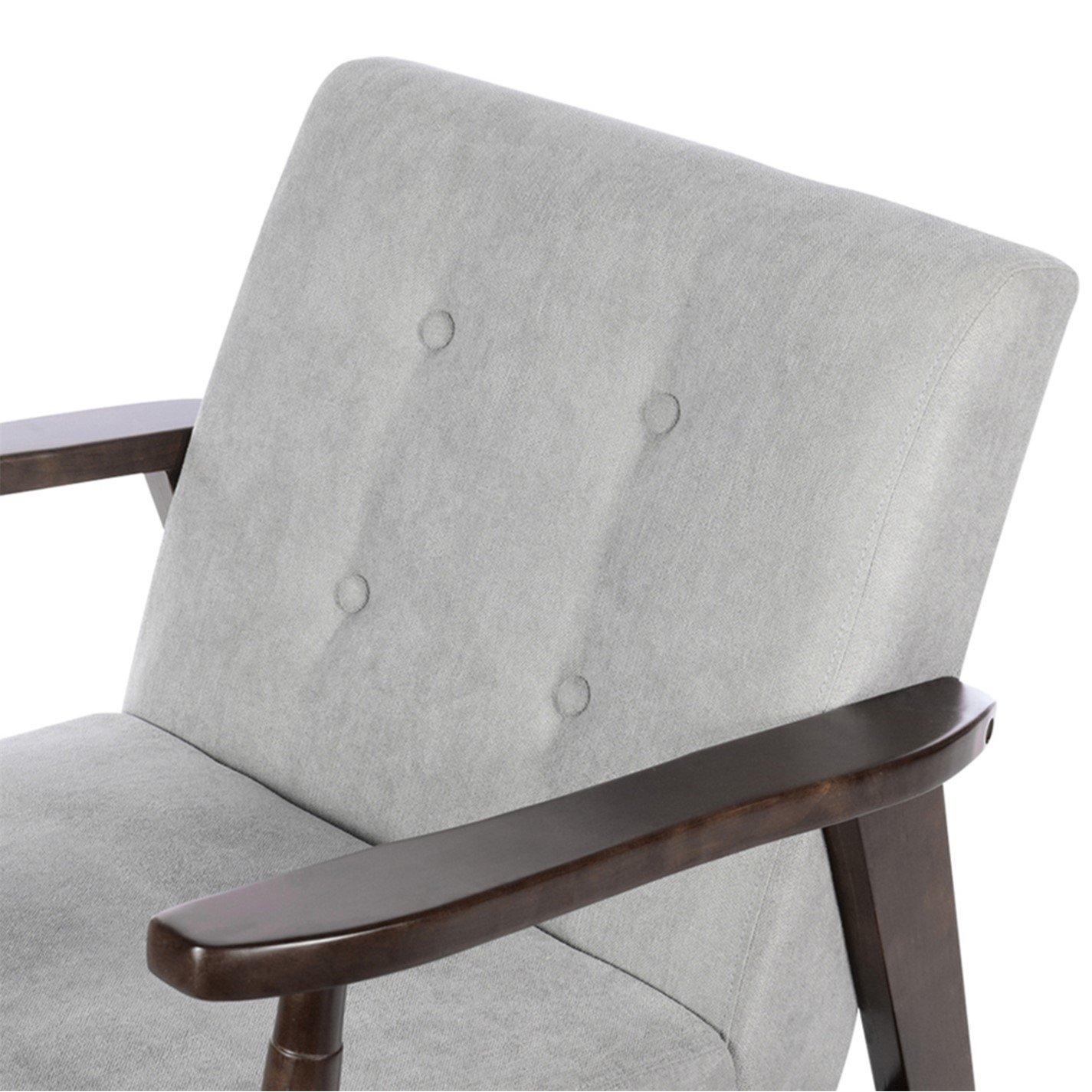 Grey - Kabinet UK - Lien Upholstered Wooden Frame Armchair Grey - 8
