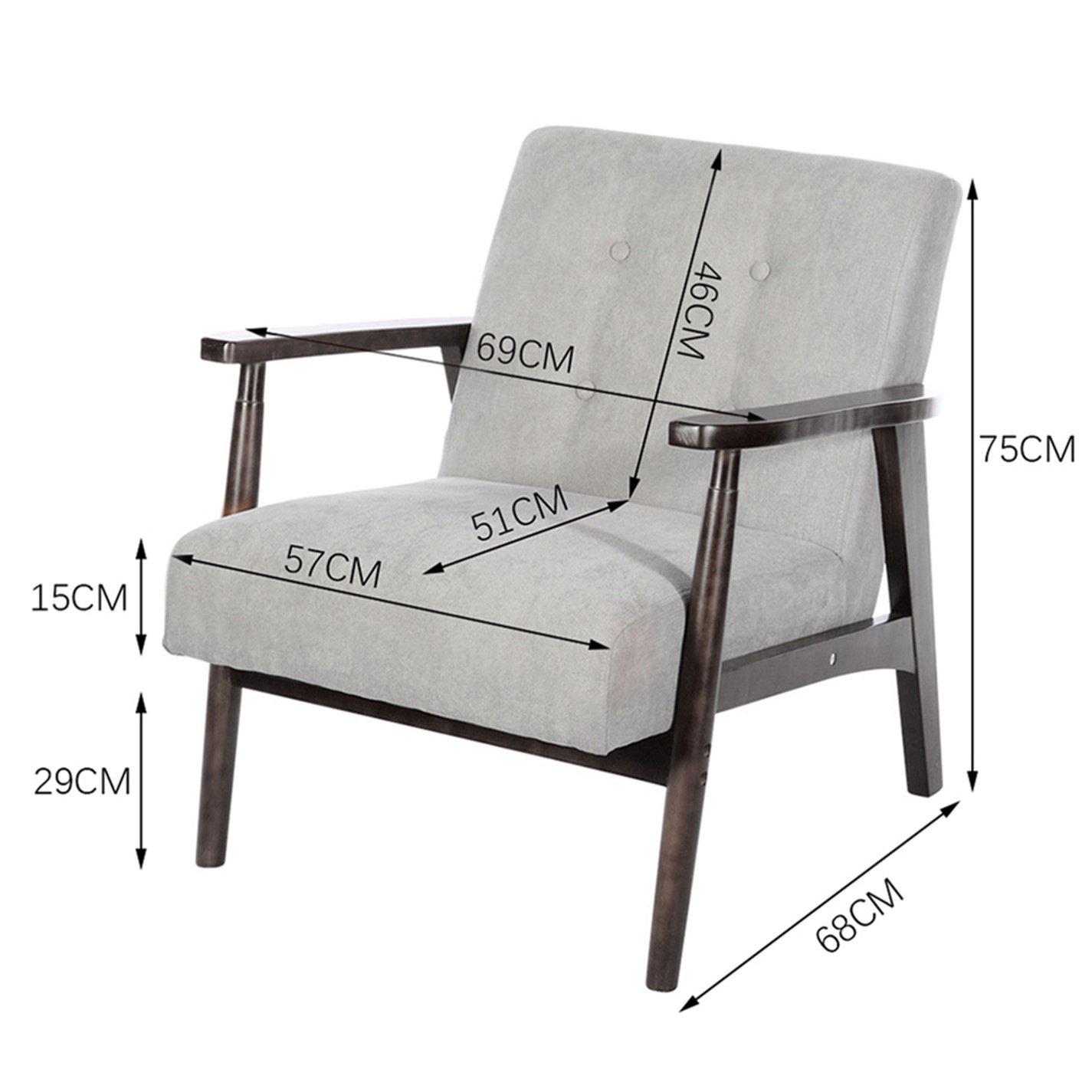 Grey - Kabinet UK - Lien Upholstered Wooden Frame Armchair Grey - 10