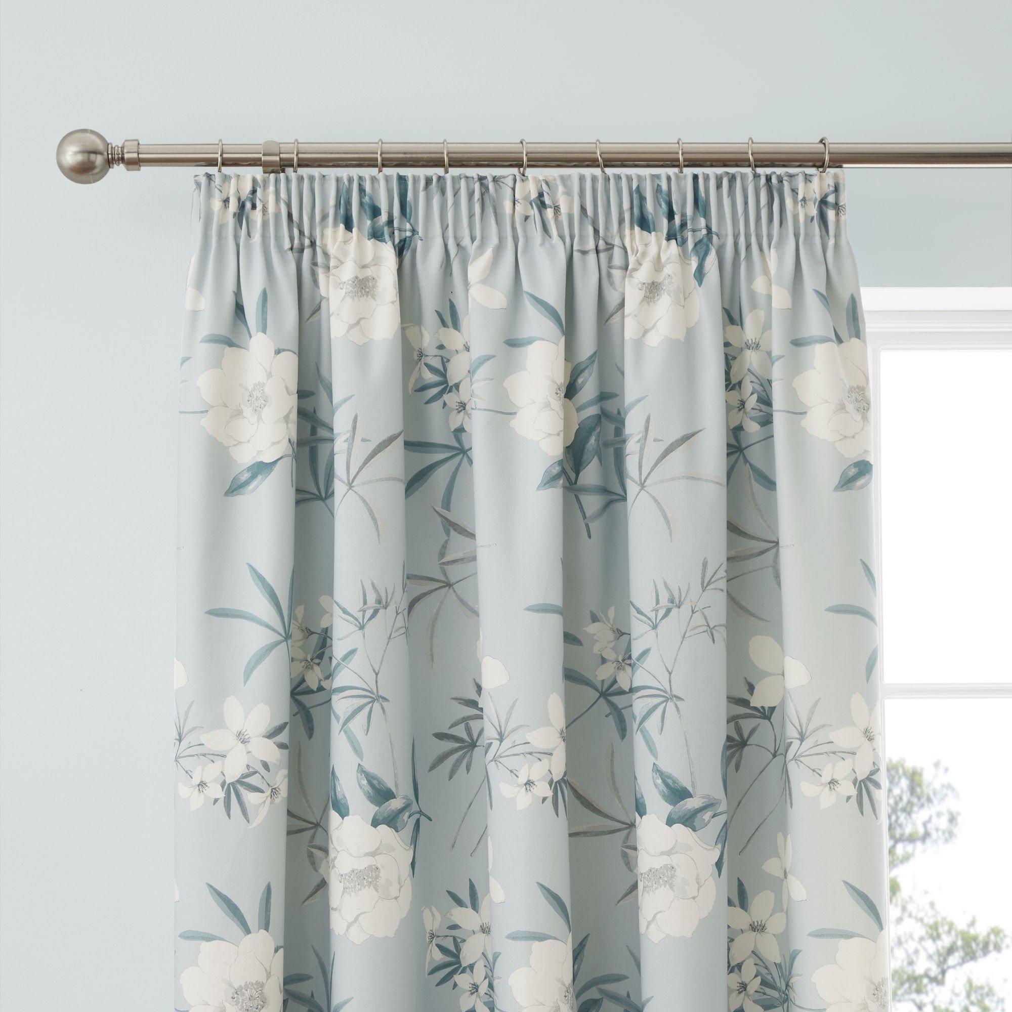 Duck Egg - Dreams and Drapes - Eve  Pair of Pencil Pleat Curtains With Tie-Backs - 2