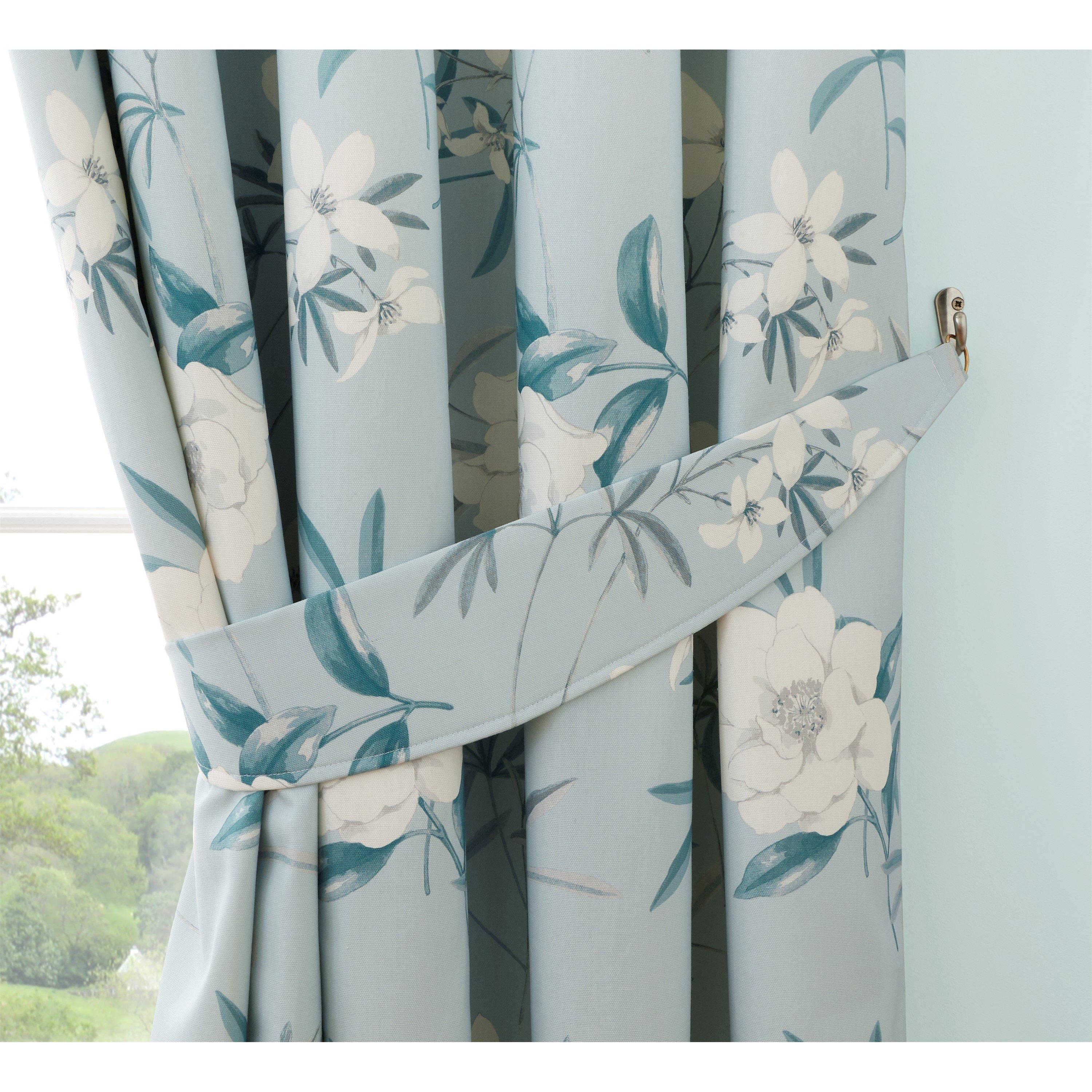 Duck Egg - Dreams and Drapes - Eve  Pair of Pencil Pleat Curtains With Tie-Backs - 5