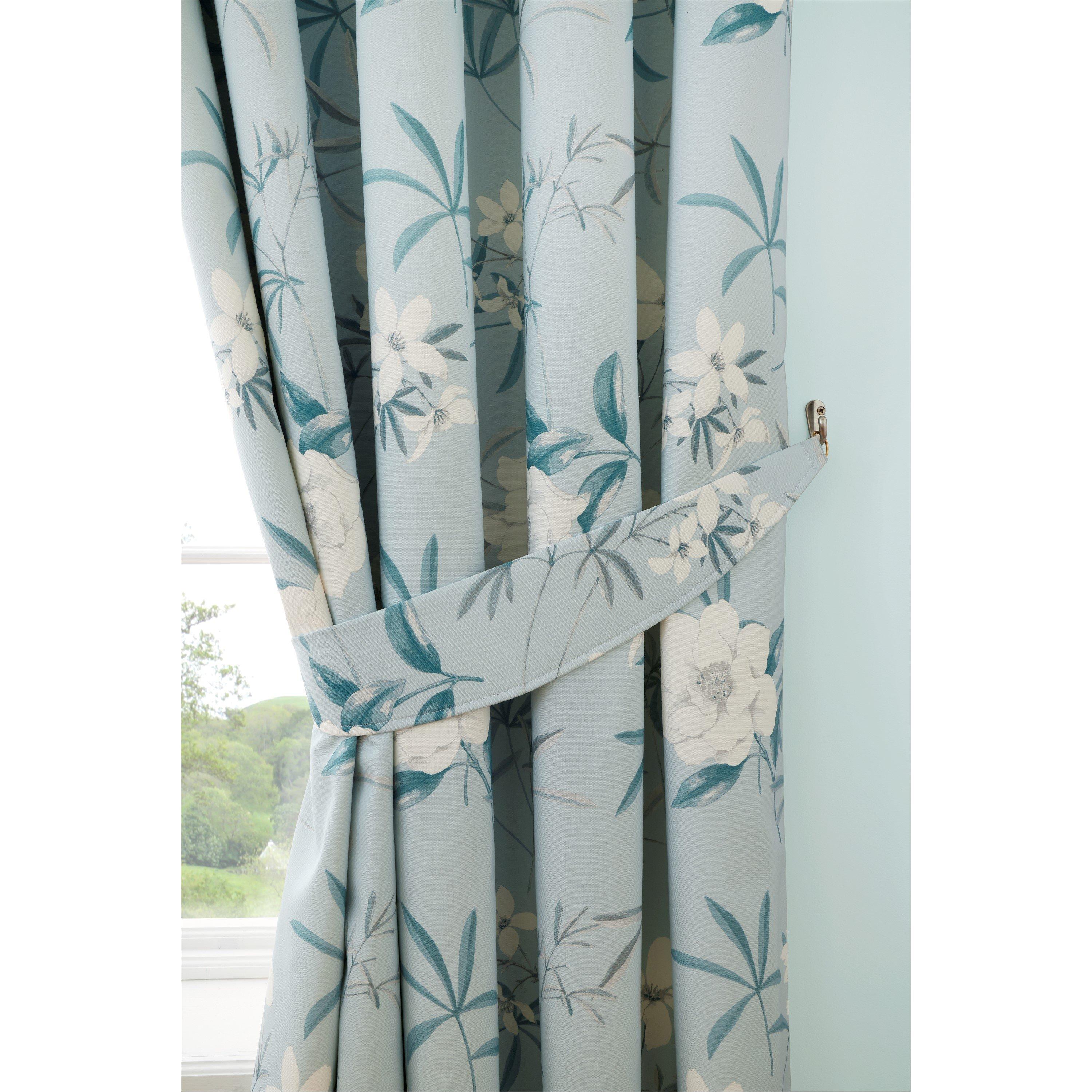 Duck Egg - Dreams and Drapes - Eve  Pair of Pencil Pleat Curtains With Tie-Backs - 6