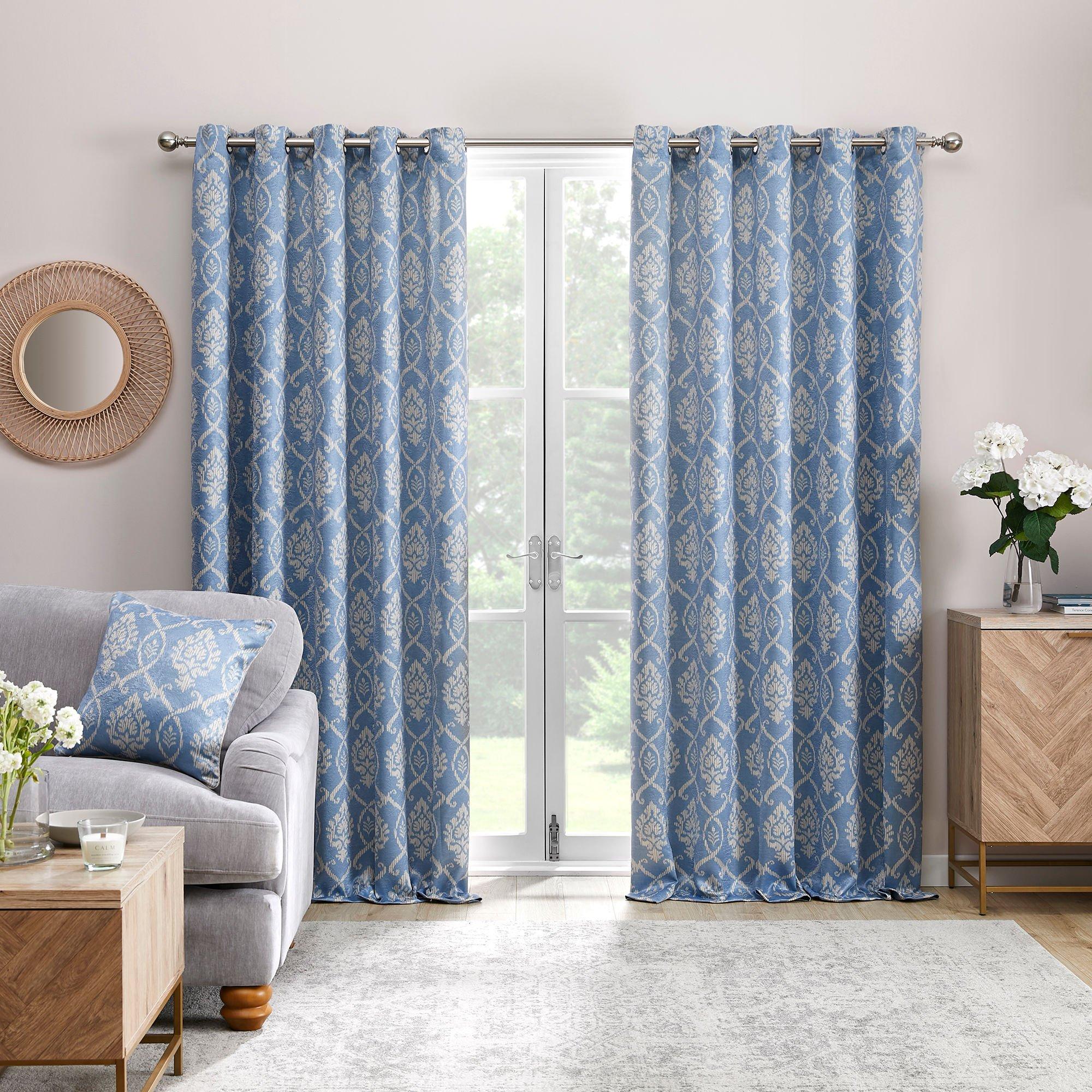 Blue - Dreams and Drapes - Vivianna Thermal Blackout Bedroom Eyelet Curtains - 1