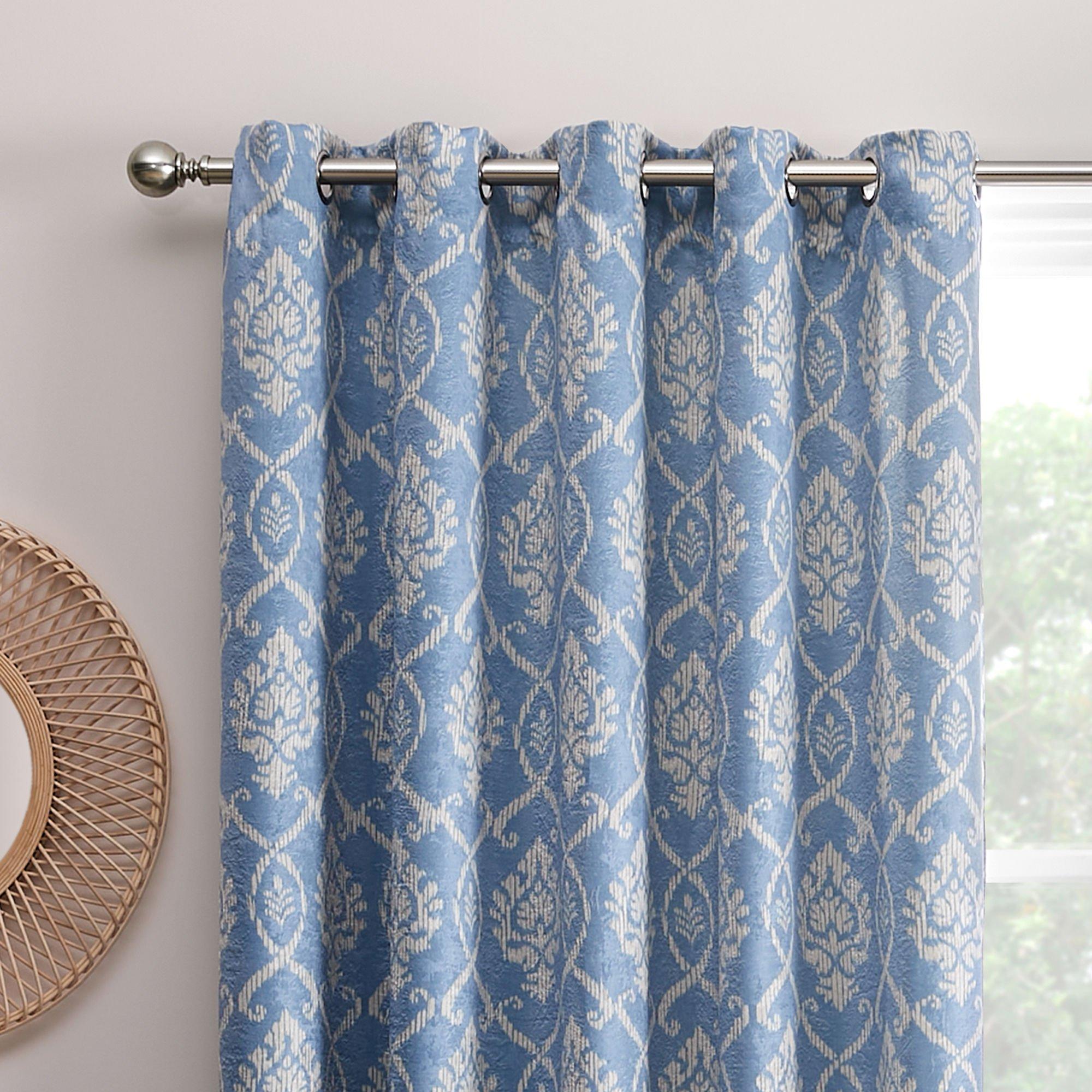 Blue - Dreams and Drapes - Vivianna Thermal Blackout Bedroom Eyelet Curtains - 2