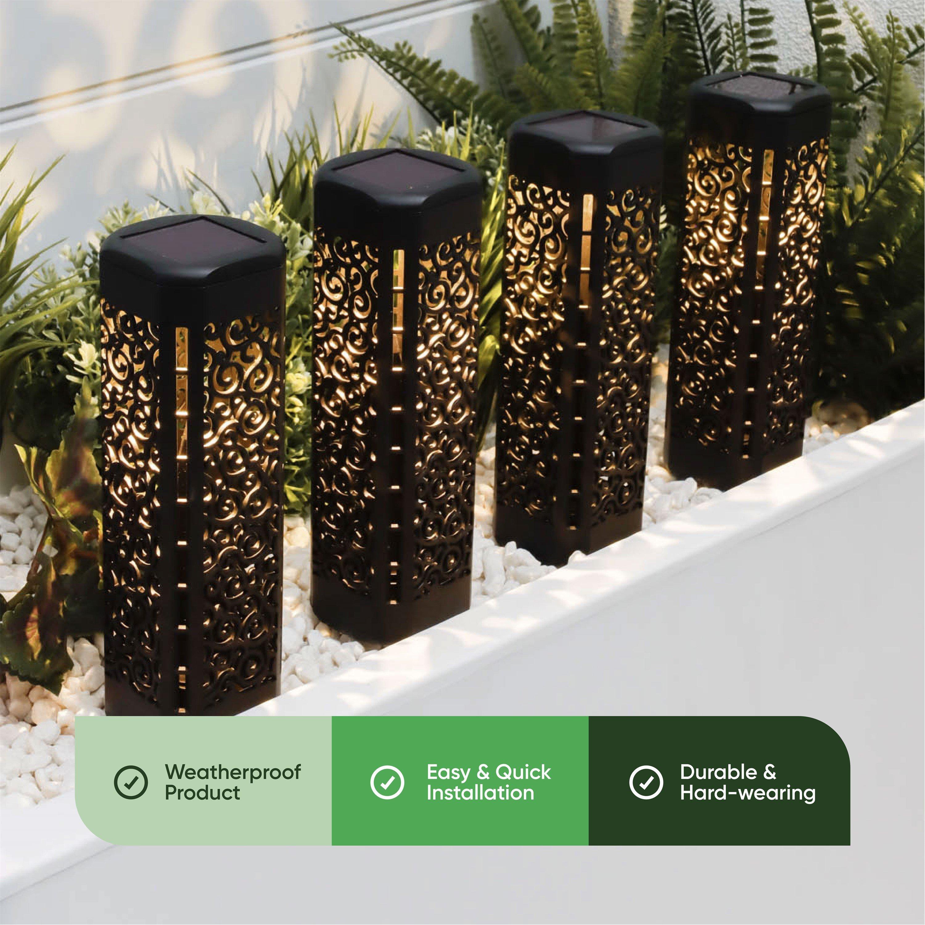 Black - Streetwize - Pack Of 4 Solar Stake Lights - 3