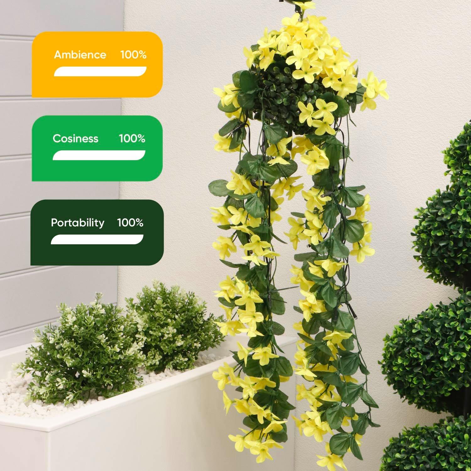 Yellow - Streetwize - Solar Hanging Primrose Flower Lights - Yellow - 3