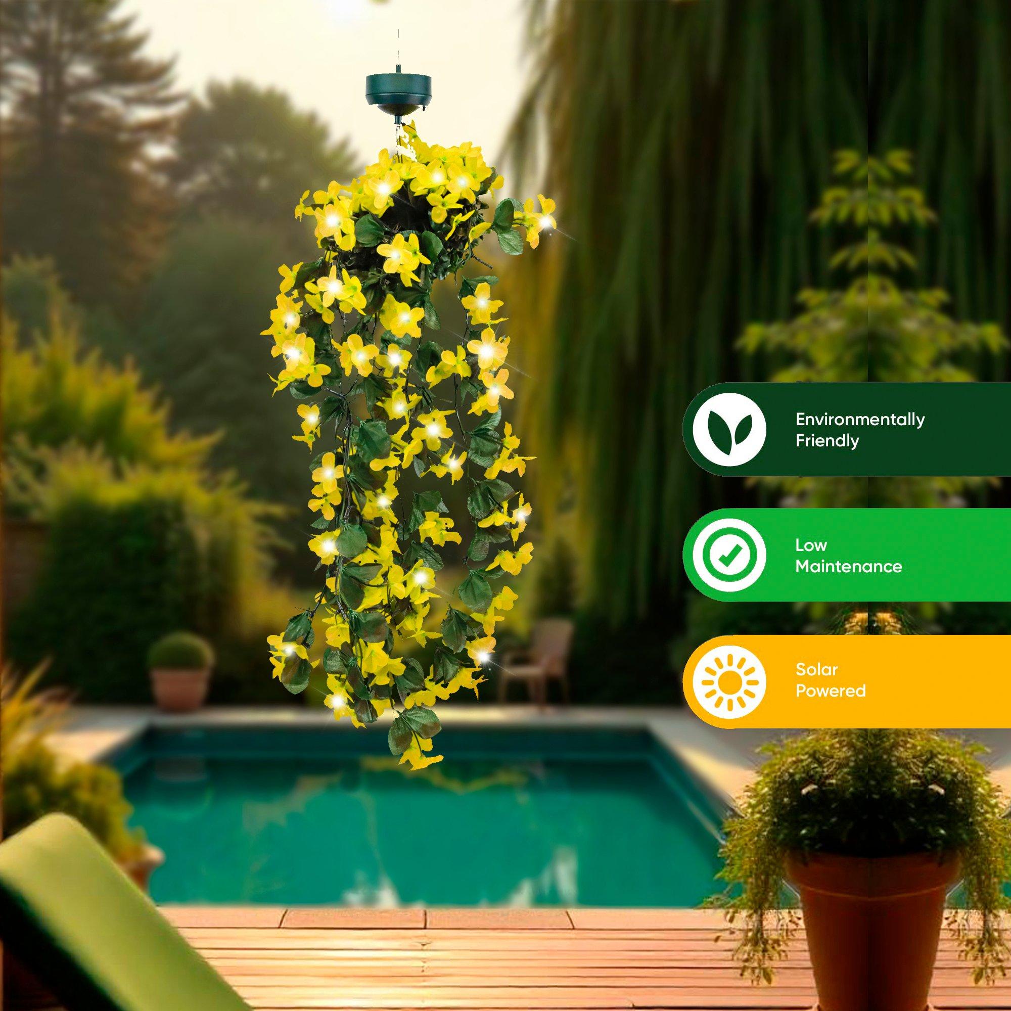 Yellow - Streetwize - Solar Hanging Primrose Flower Lights - Yellow - 4