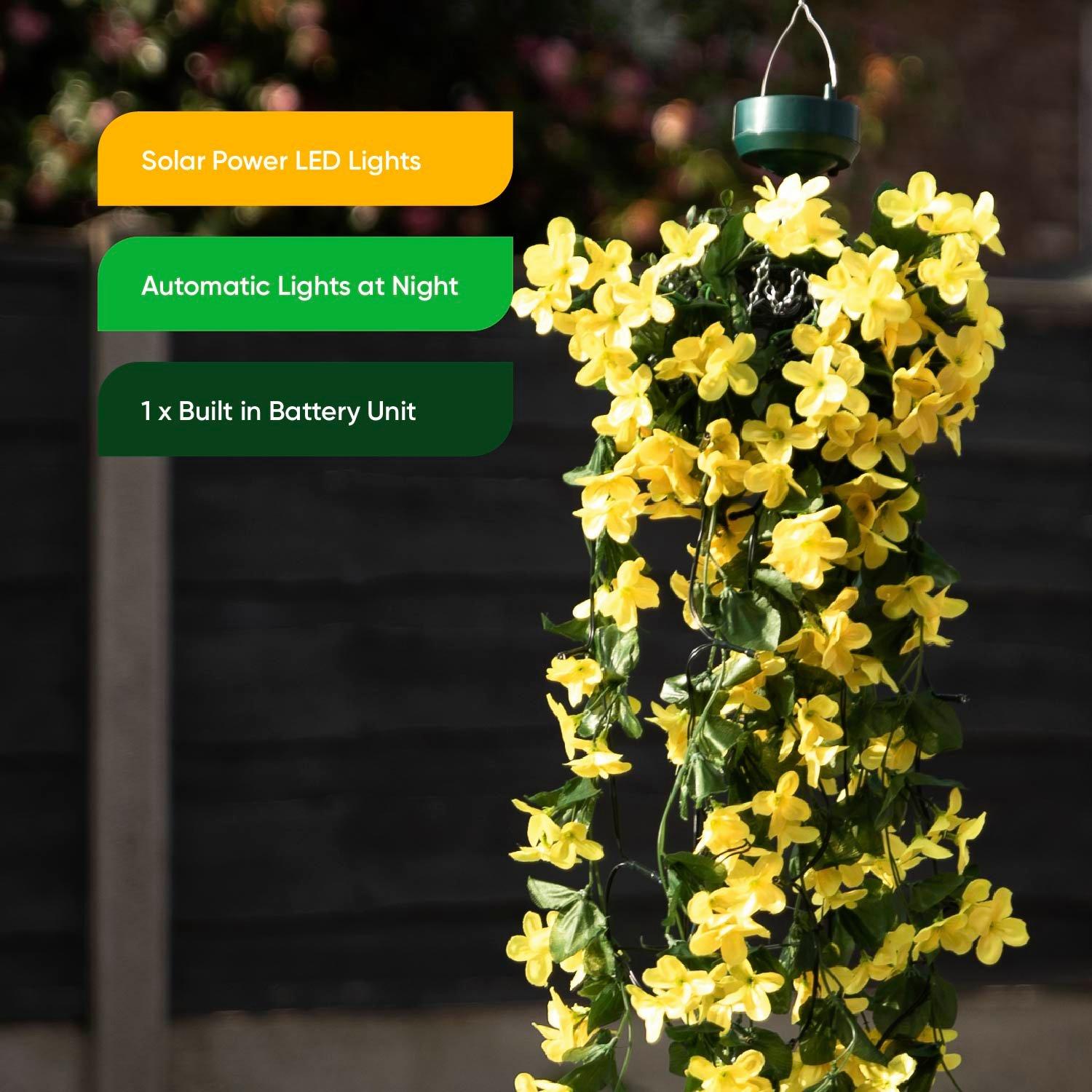 Yellow - Streetwize - Solar Hanging Primrose Flower Lights - Yellow - 6