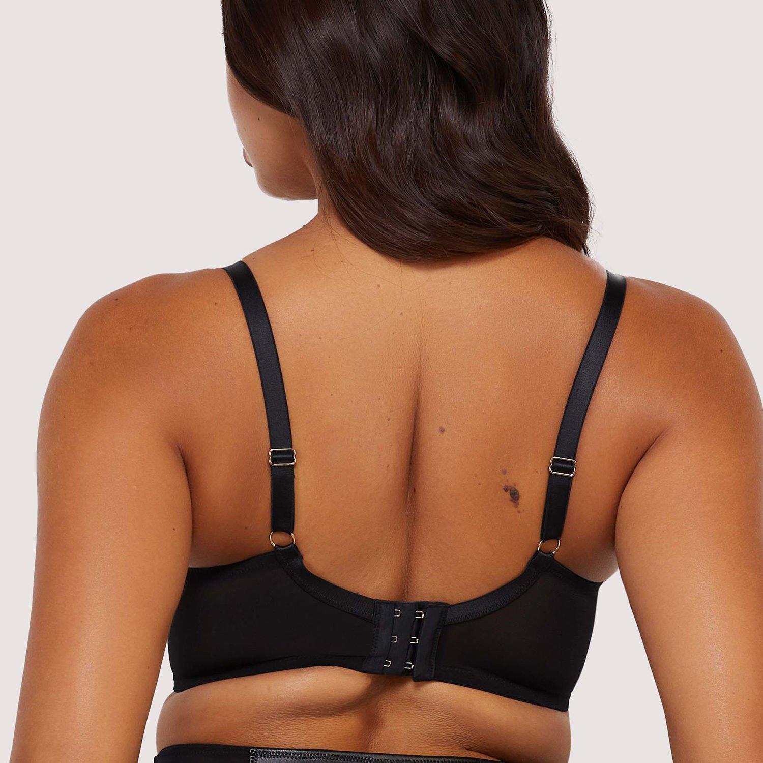 Black - Playful Promises - Iris Black Leatherette Padded Plunge Bra - 2