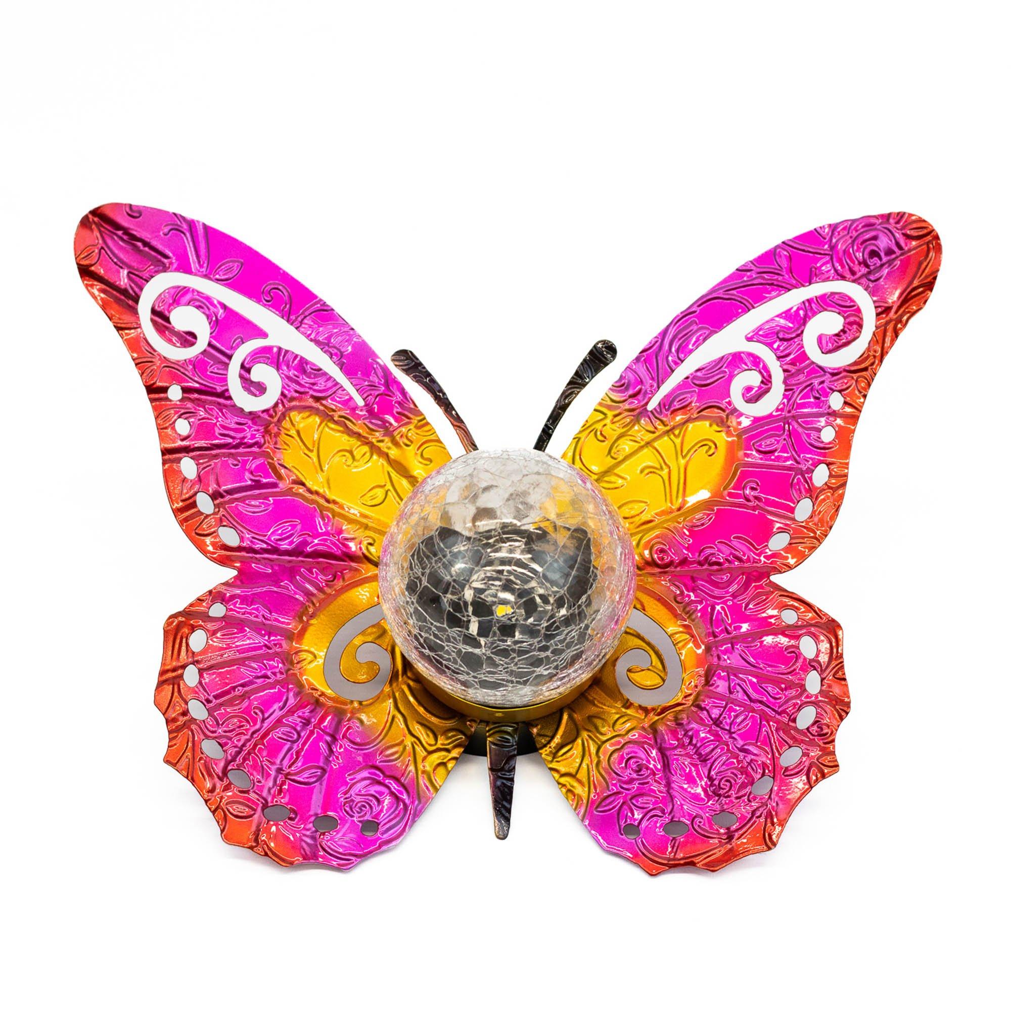Streetwize  Solar Metal Sunset Butterfly With Led Crackle Ball - Pink