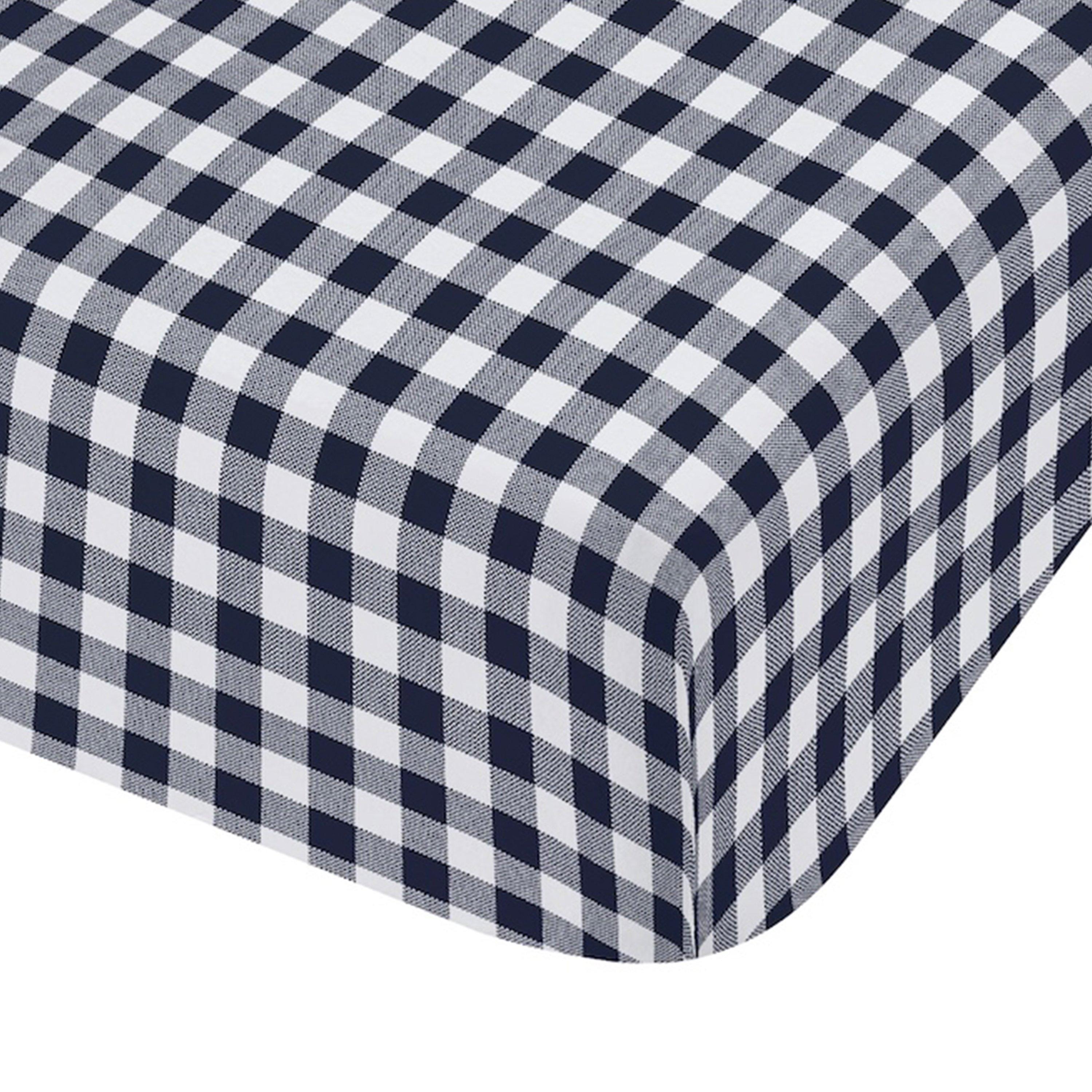 Navy Blue - Catherine Lansfield - Bamford Gingham Check Fitted Sheet - 3